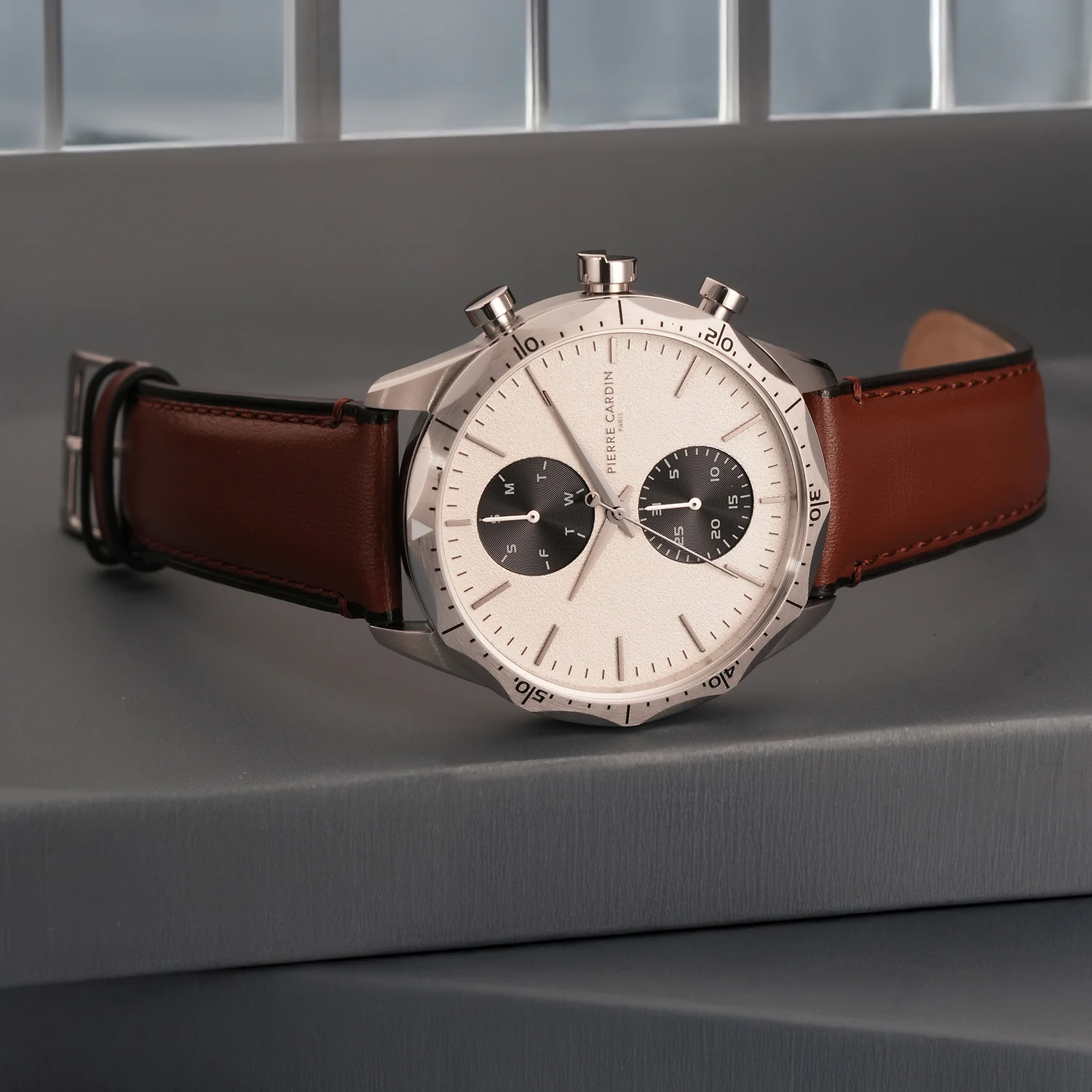 Heritage RacerTime Mens 43mm - Stainless Steel Silver with Dark Brown Leather Strap - Image 6