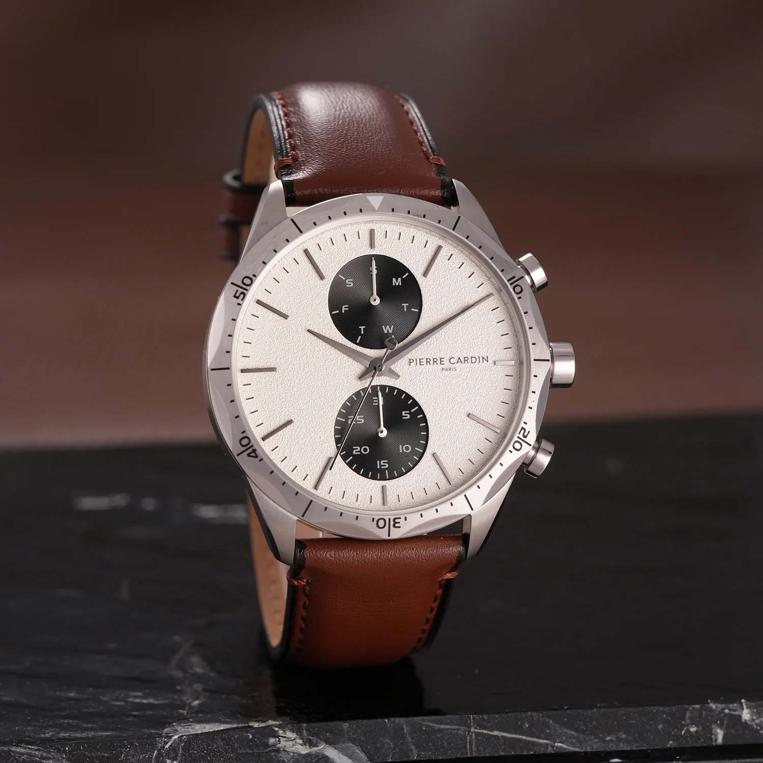 Heritage RacerTime Mens 43mm - Stainless Steel Silver with Dark Brown Leather Strap - Image 7