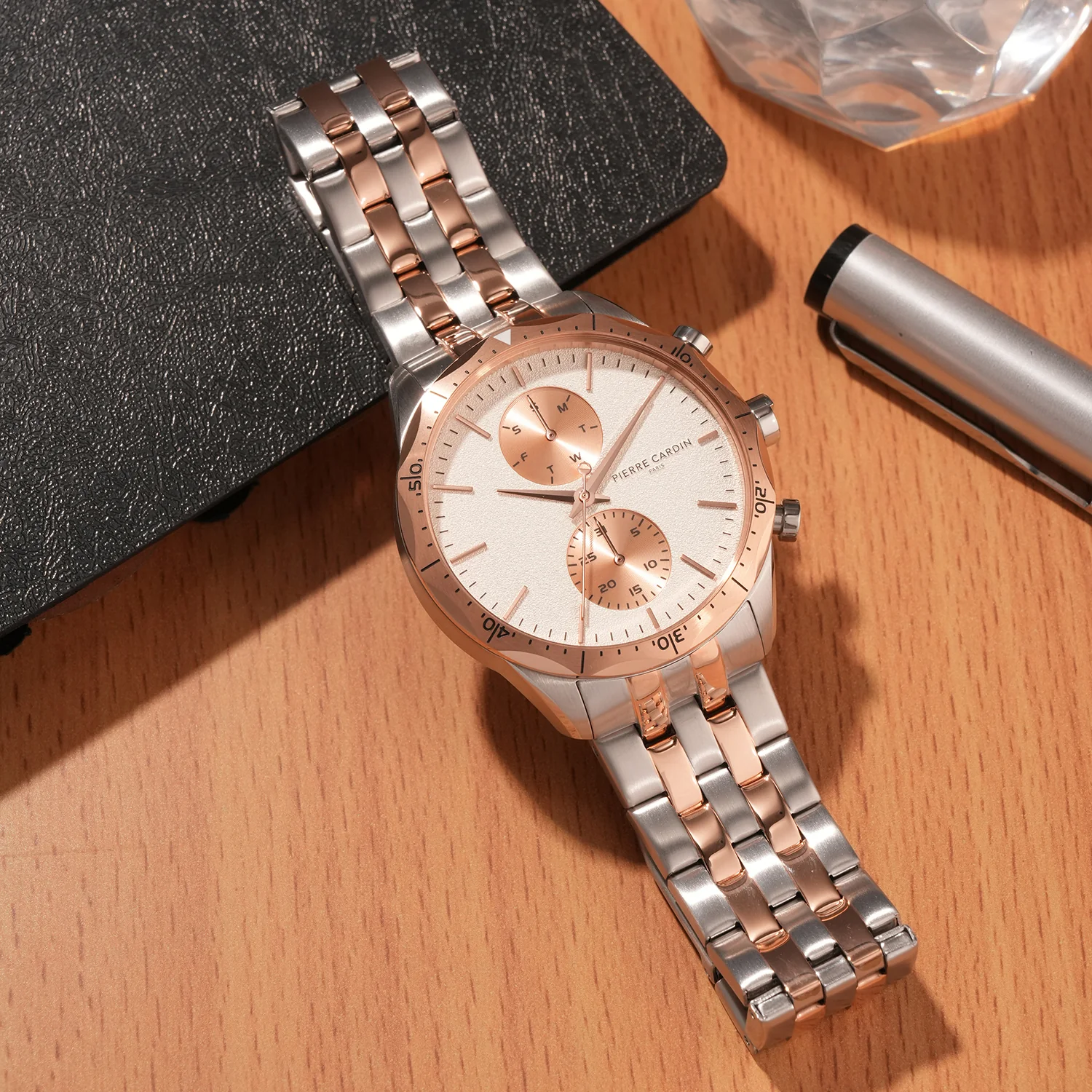 Heritage RacerTime Mens 43mm - Twotone Rose Gold and Silver with Twotone Rose Gold and Silver Metal Strap - Image 6