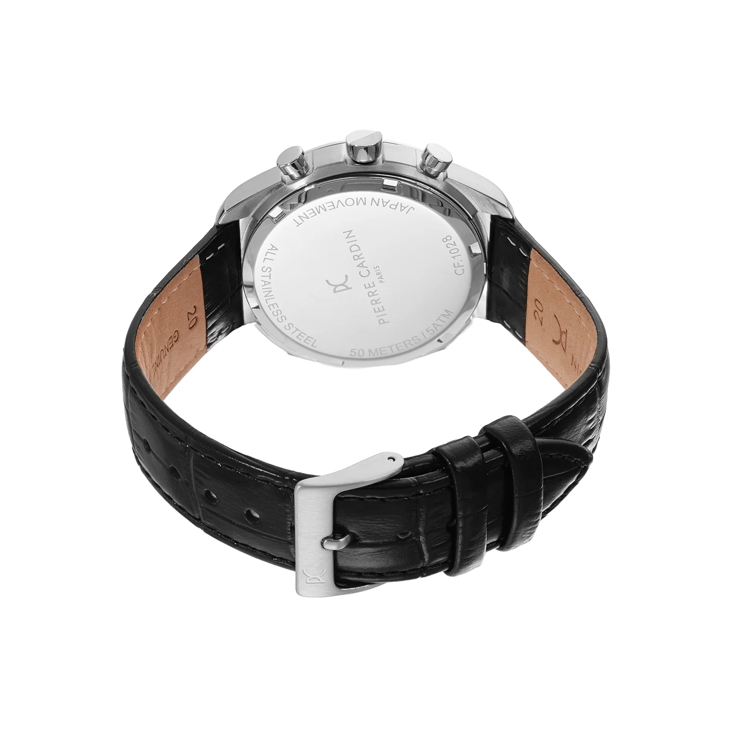 Imperium Astra Mens 40mm - Stainless Steel Silver with Black Leather Strap - Image 4
