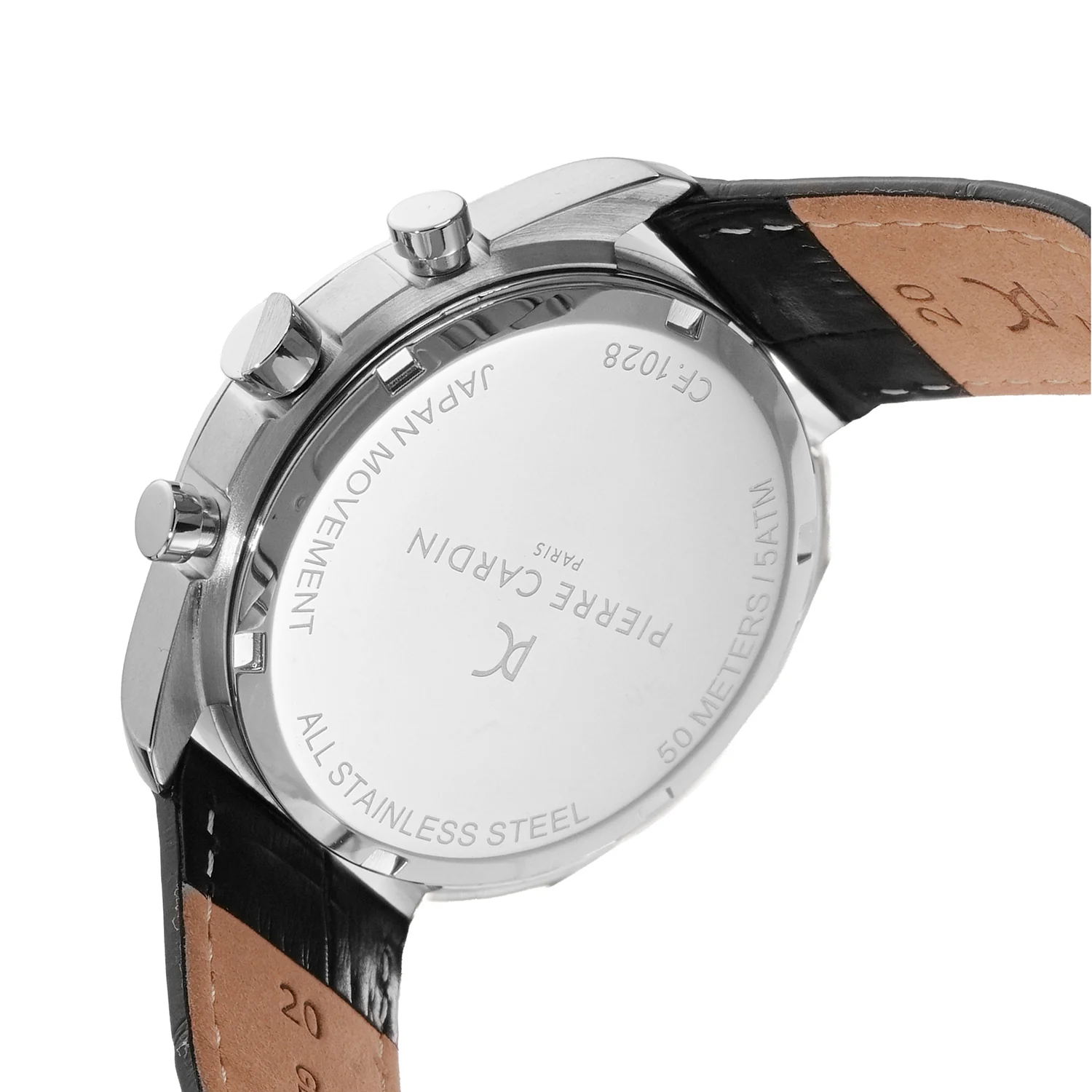 Imperium Astra Mens 40mm - Stainless Steel Silver with Black Leather Strap - Image 5