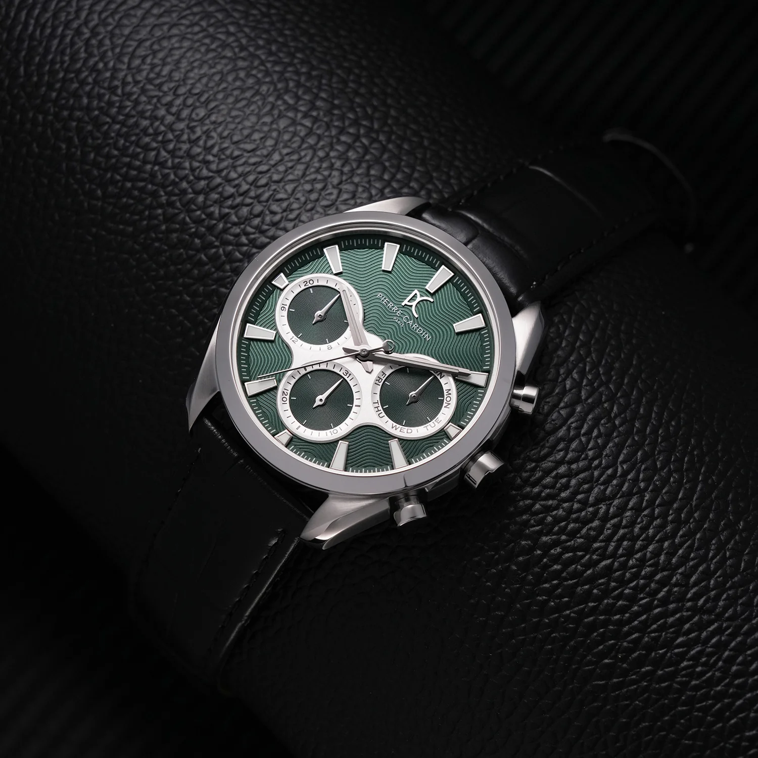 Imperium Astra Mens 40mm - Stainless Steel Silver with Black Leather Strap - Image 7