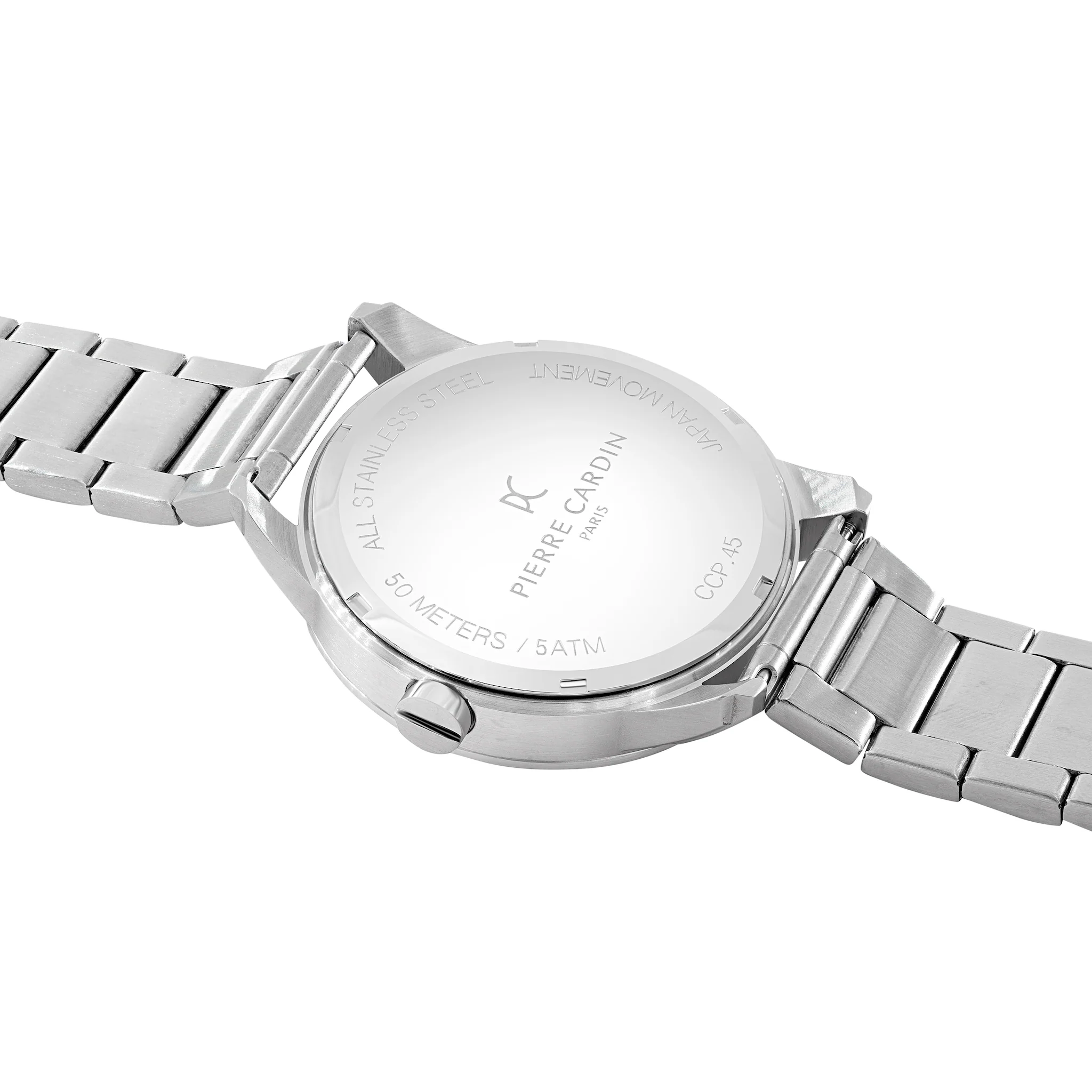 Les Halles Black Dial Silver Multifunction Watch with Silver Metal Links Strap - Image 4