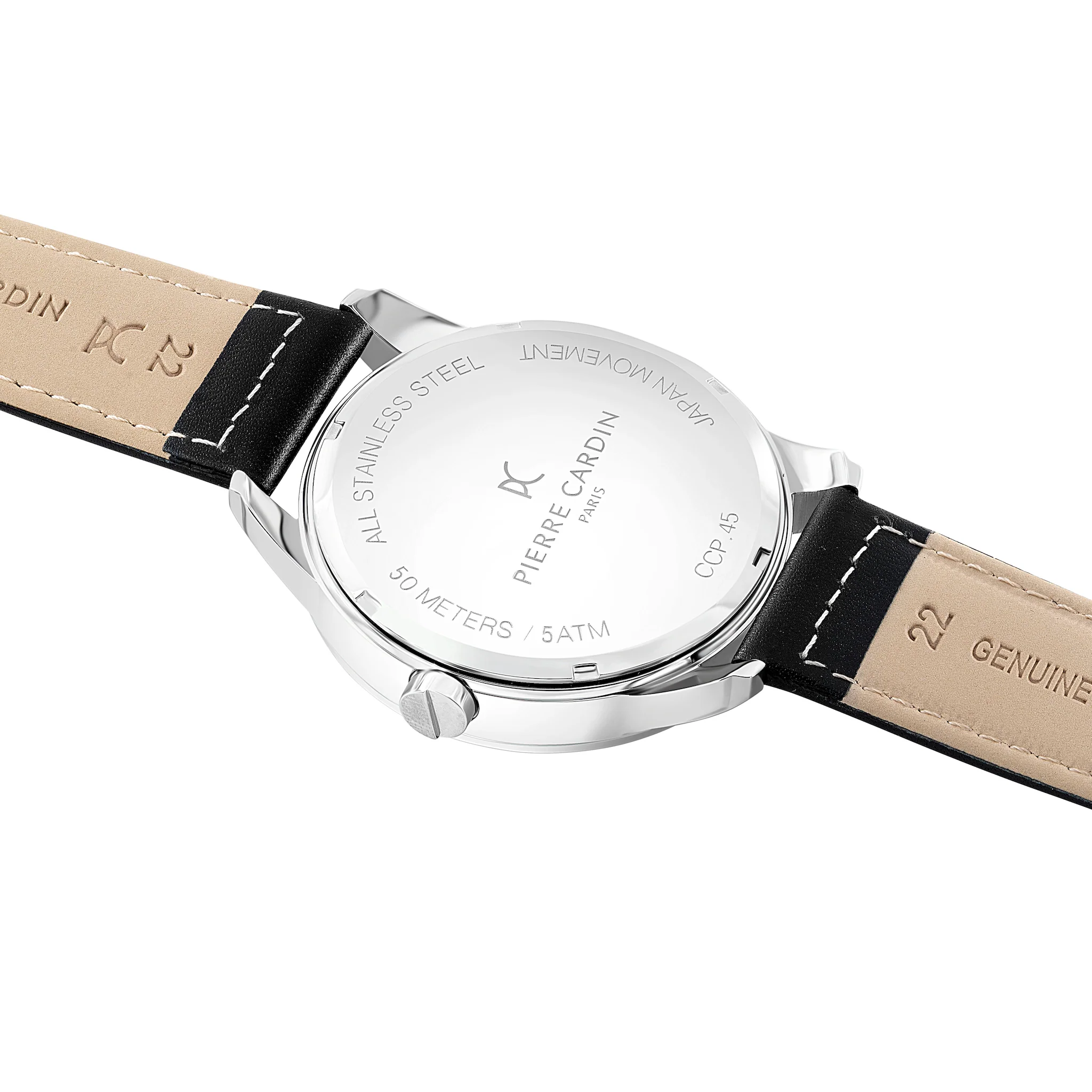 Les Halles Blue Dial Silver Watch with Black Leather Strap - Image 4