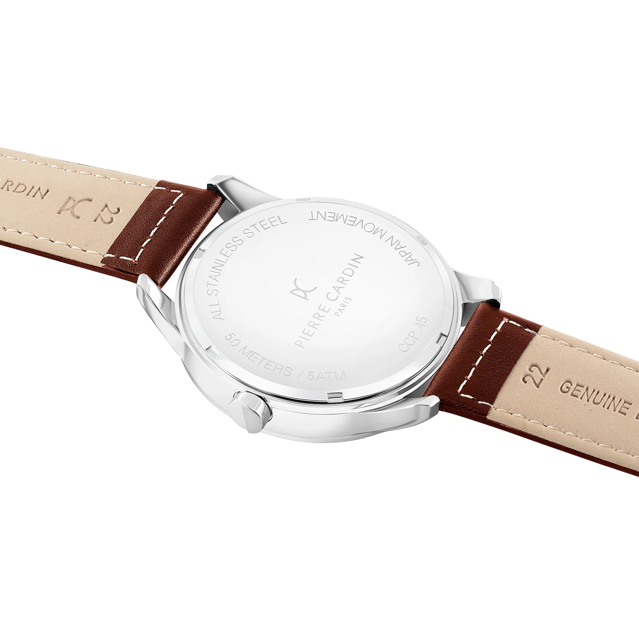 Les Halles Green Dial Silver Watch with Brown Leather Strap - Image 4