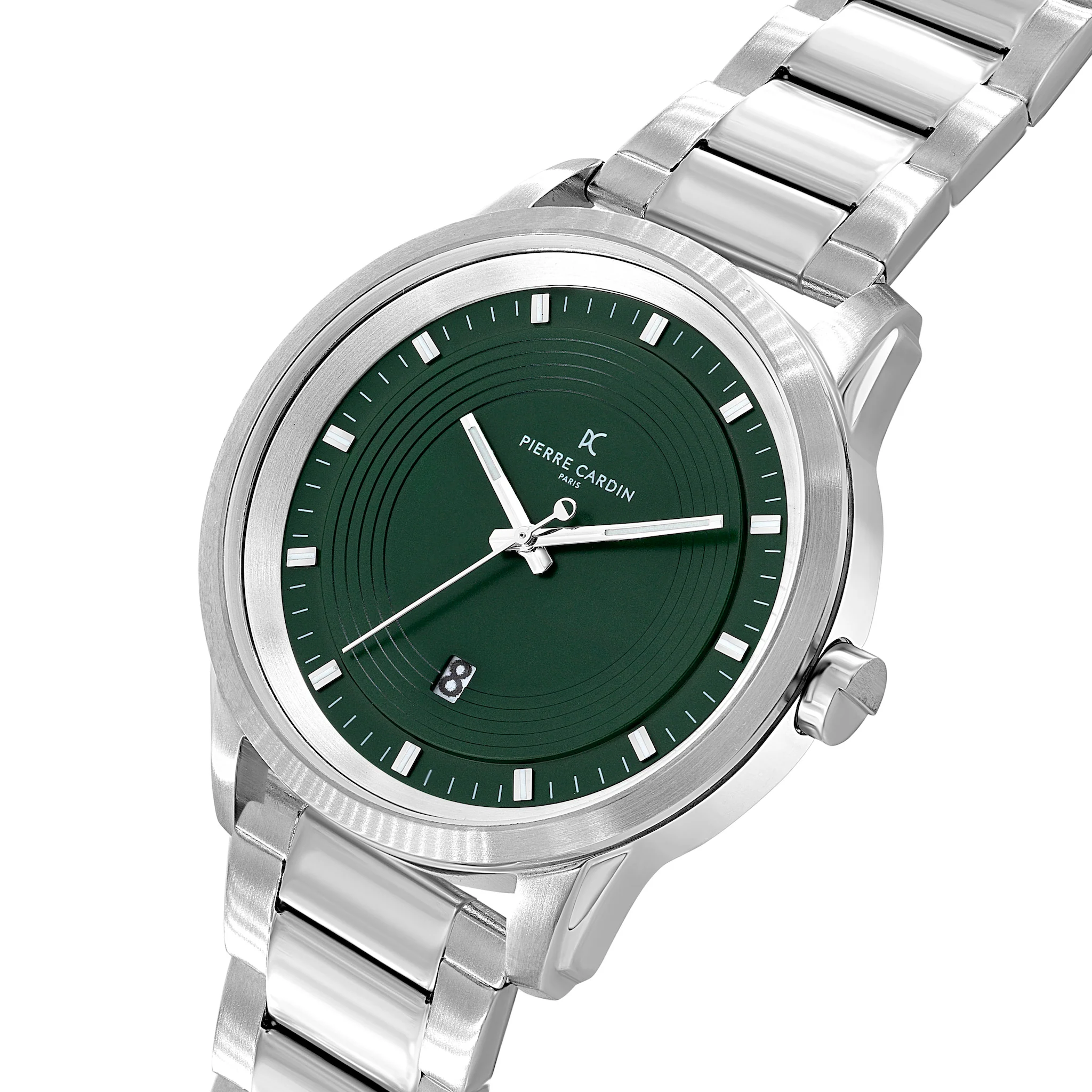 Les Halles Green Dial Silver Watch with Silver Metal Link Strap - Image 2