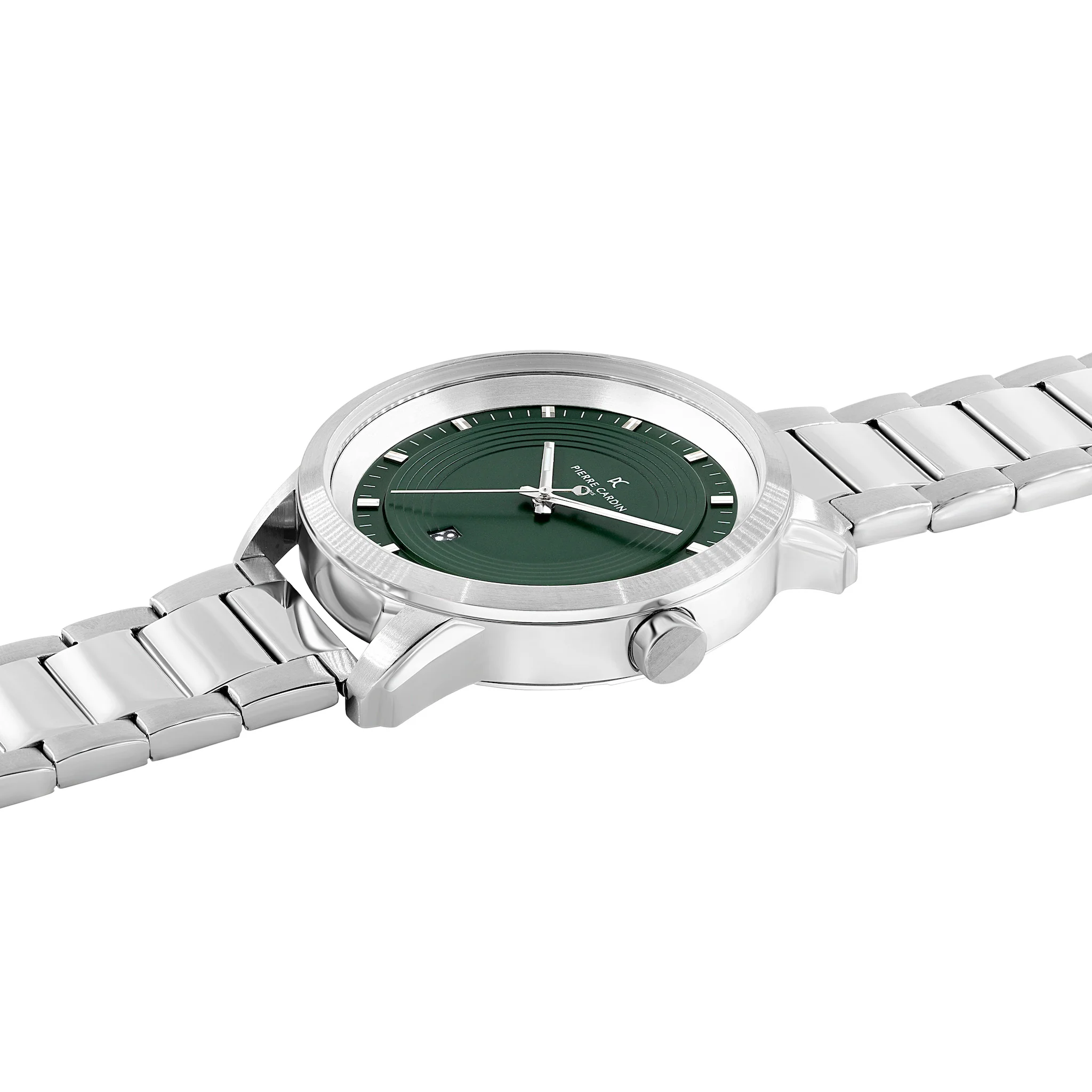 Les Halles Green Dial Silver Watch with Silver Metal Link Strap - Image 3