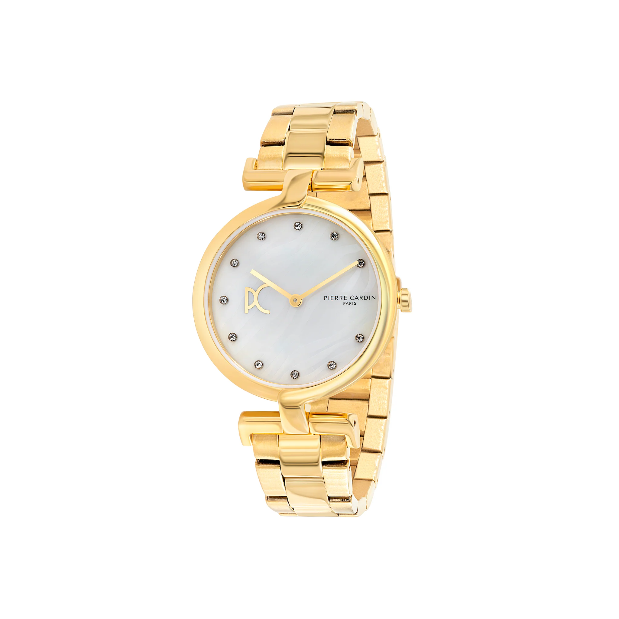 Madeleine Mother of Pearl Look Dial Gold Metal Link Band Watch