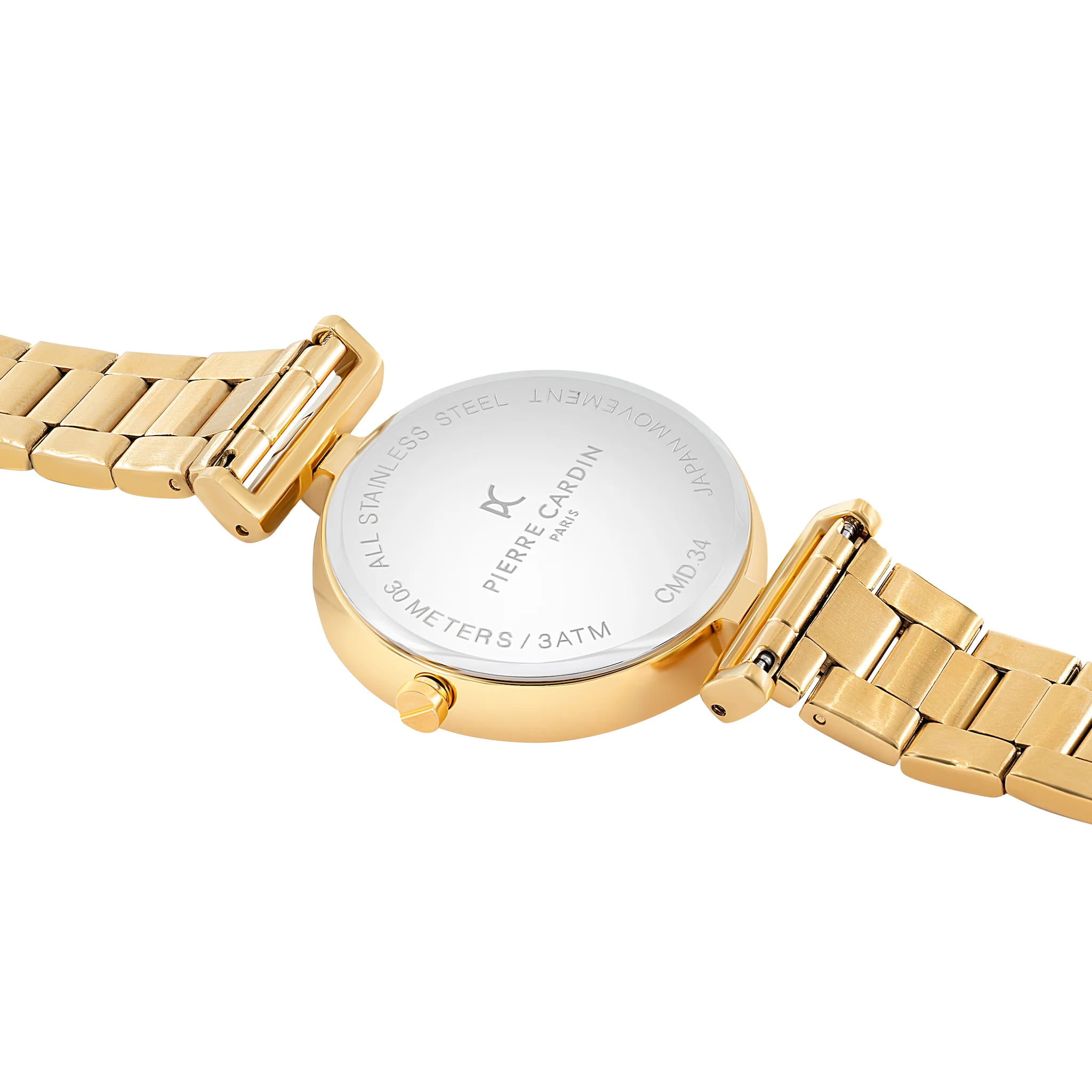 Madeleine Mother of Pearl Look Dial Gold Metal Link Band Watch - Image 4