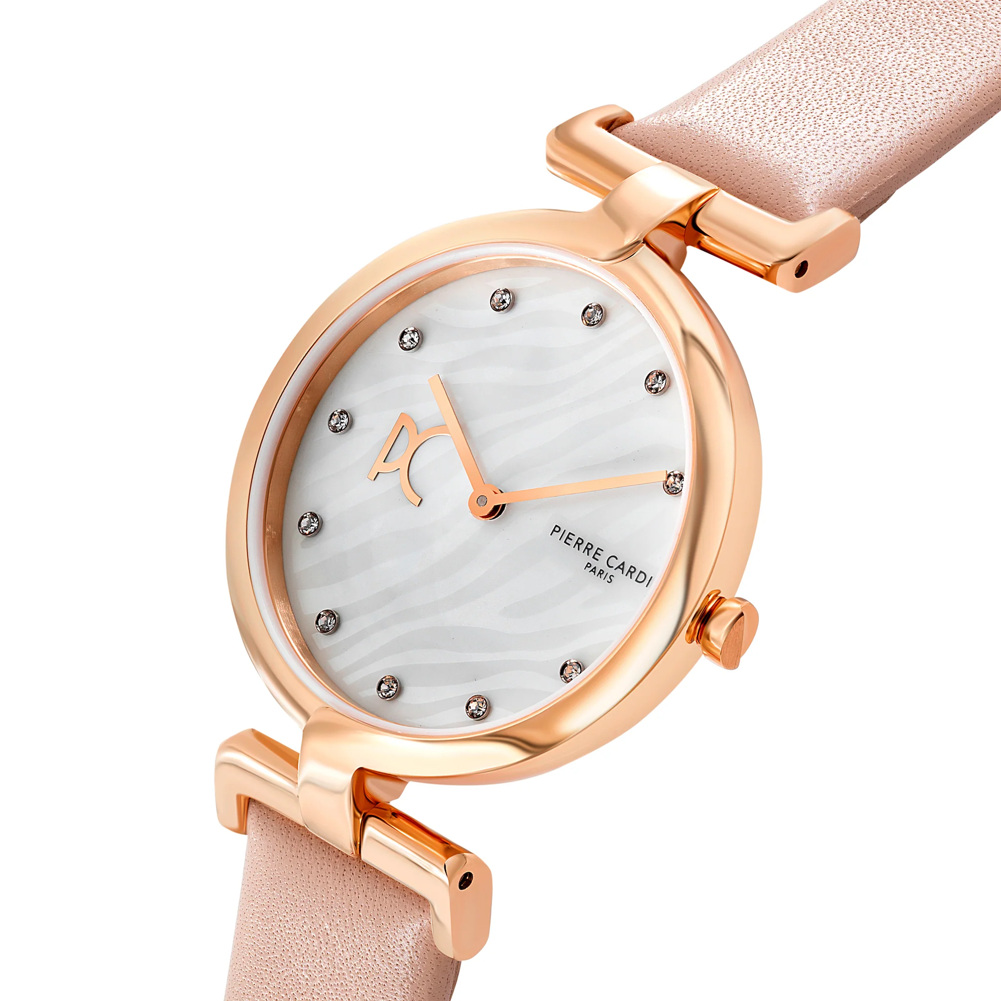 Madeleine Patterned Dial Rose Gold Watch with Leather Strap - Image 2