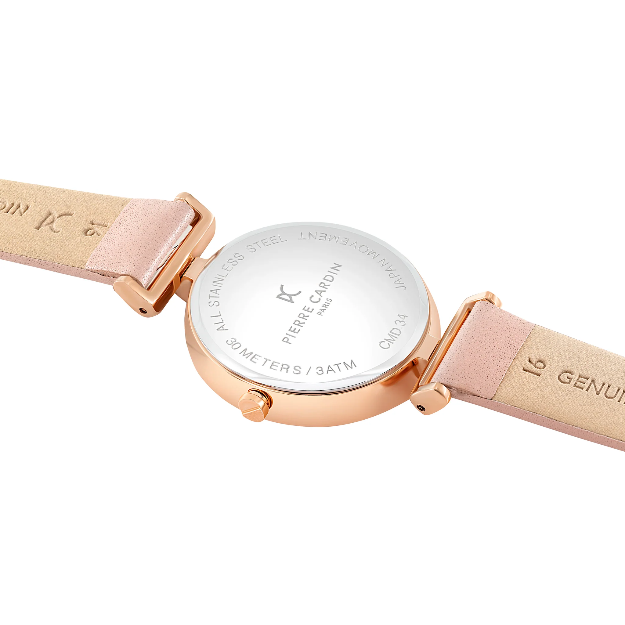 Madeleine Patterned Dial Rose Gold Watch with Leather Strap - Image 4