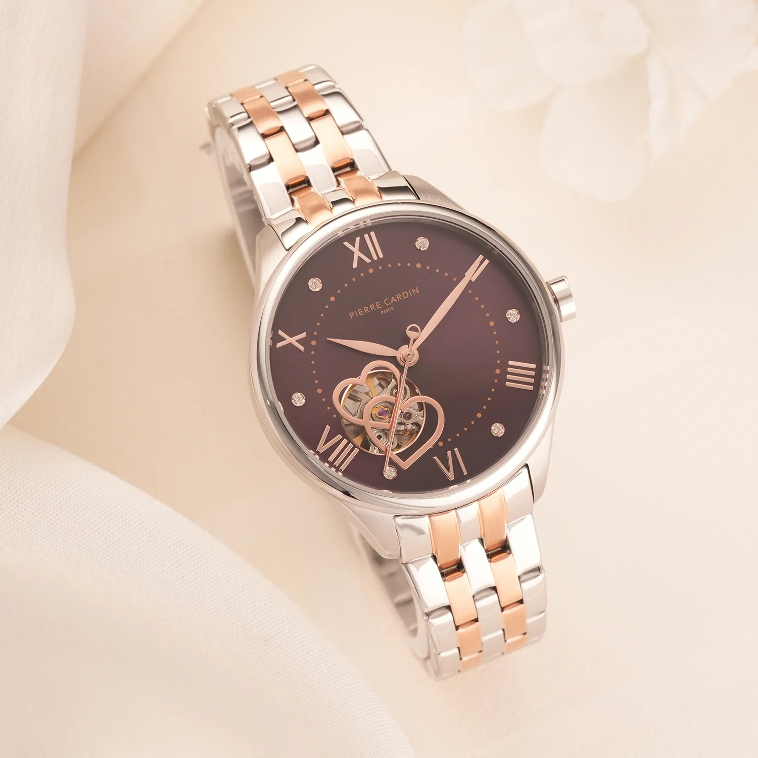 Mécanique Élégante Lady 34.5mm - Stainless steel with Twotone Rose Gold and Silver Metal Strap