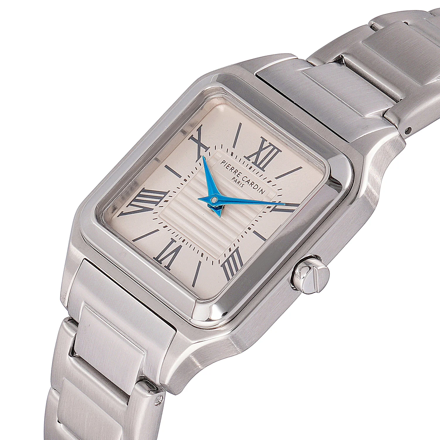 Ménilmontant Carré Womens’ Square Watch - Silver Case, Champagne Dial with Silver Metal Strap - Image 3