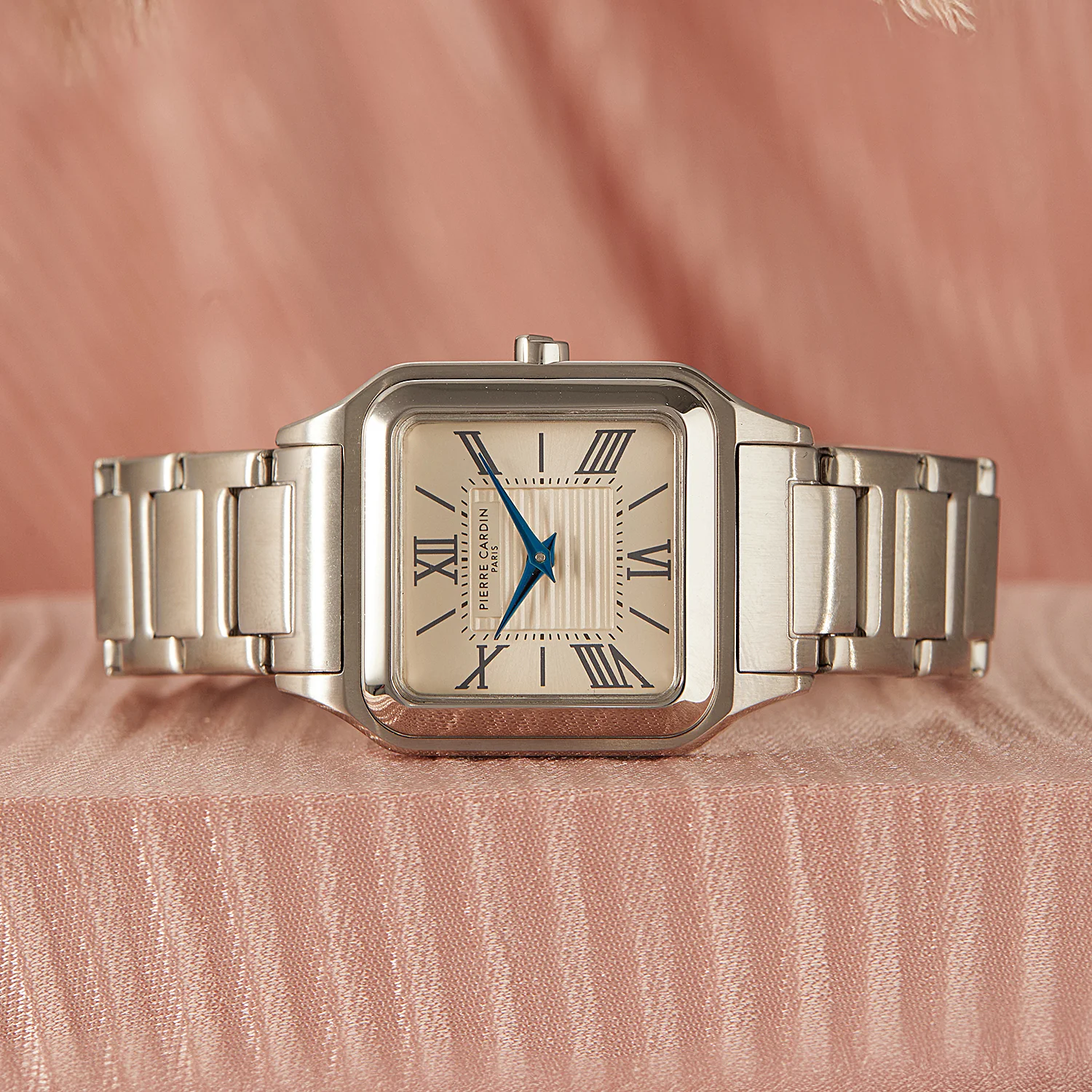 Ménilmontant Carré Womens’ Square Watch - Silver Case, Champagne Dial with Silver Metal Strap - Image 6
