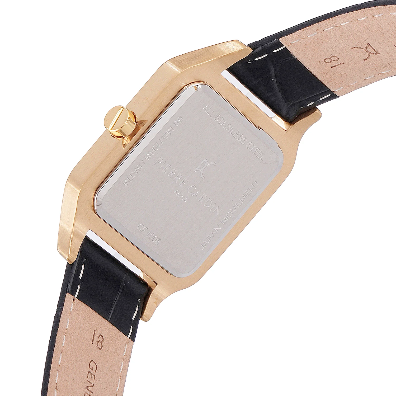 Ménilmontant Carré Men’s Square Watch - Gold Case, Silver Dial with Black Leather Strap - Image 5