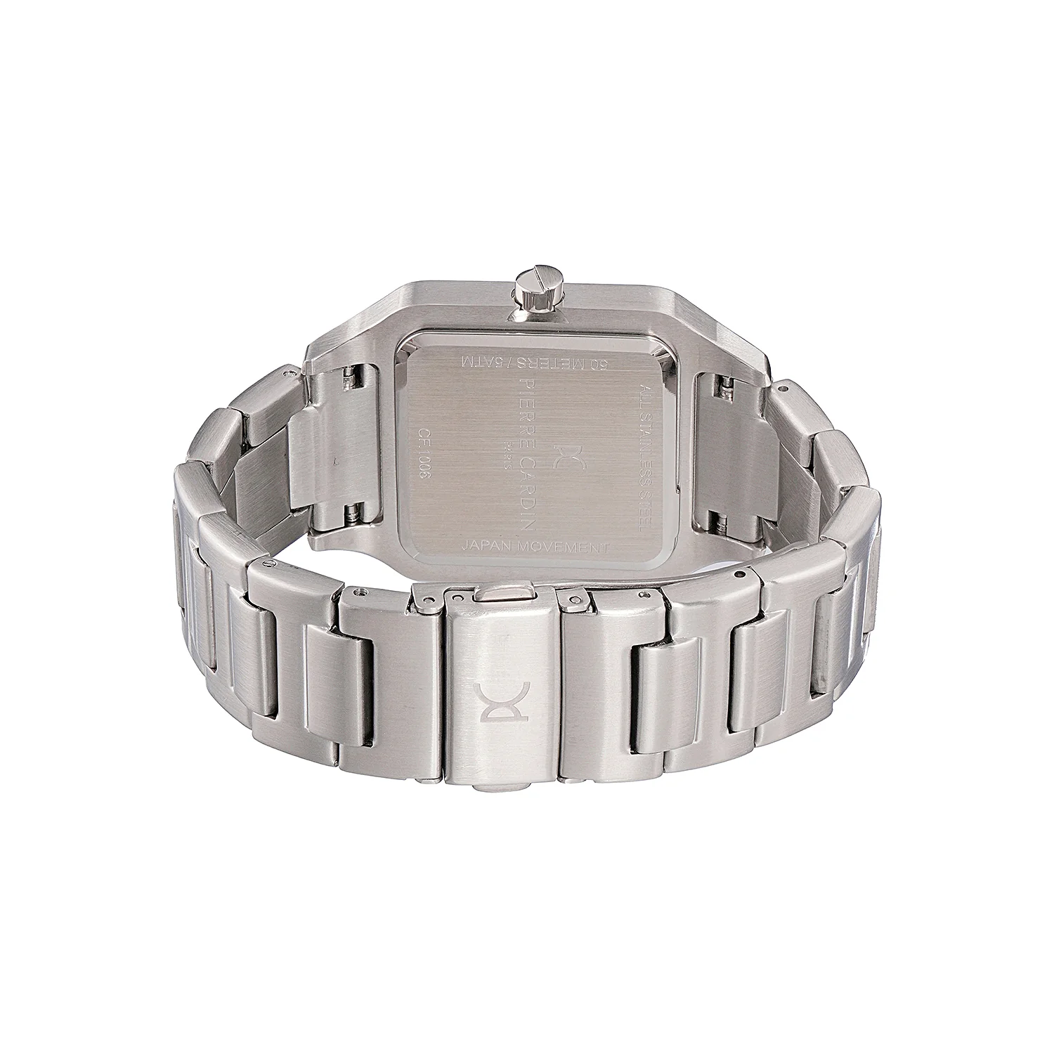 Ménilmontant Carré Men’s Square Watch - Silver Case, Blue Dial with Silver Metal Strap - Image 4