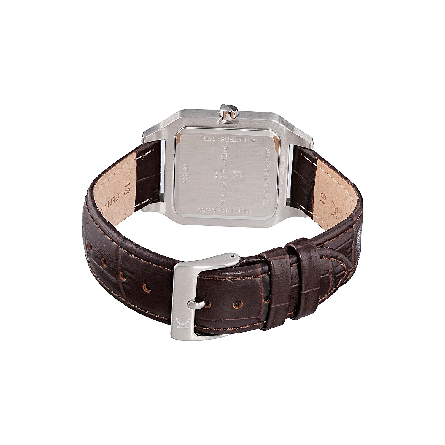 Ménilmontant Carré Men’s Square Watch - Silver Case, Celeste Blue Dial with Brown Leather Strap - Image 3