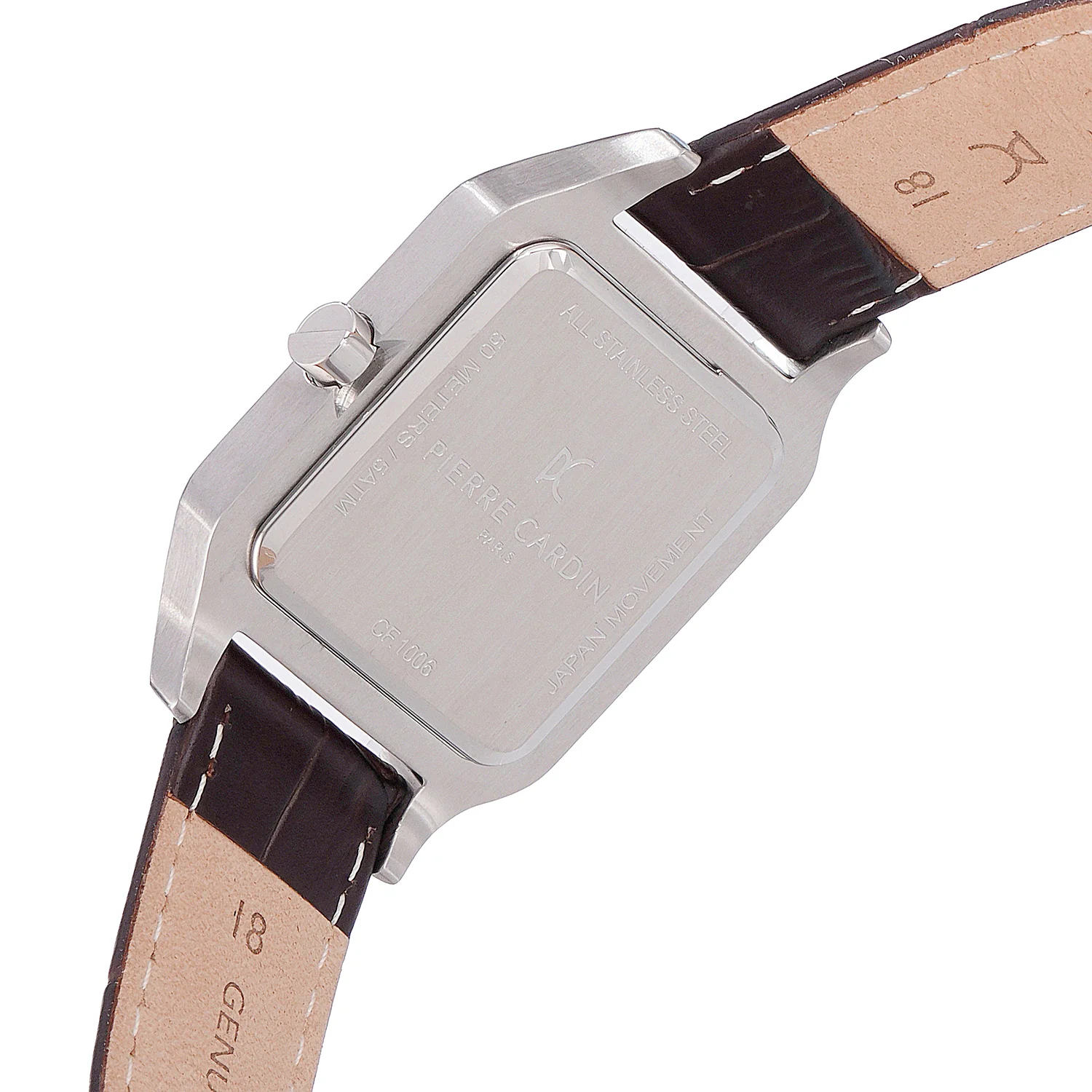 Ménilmontant Carré Men’s Square Watch - Silver Case, Celeste Blue Dial with Brown Leather Strap - Image 4