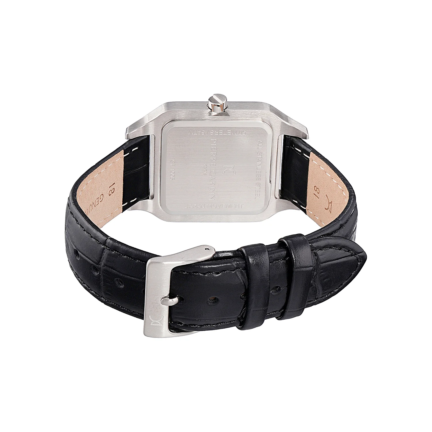 Ménilmontant Carré Men’s Square Watch - Two-Tone Gold & Silver Case, Blue Dial with Black Leather Strap - Image 3