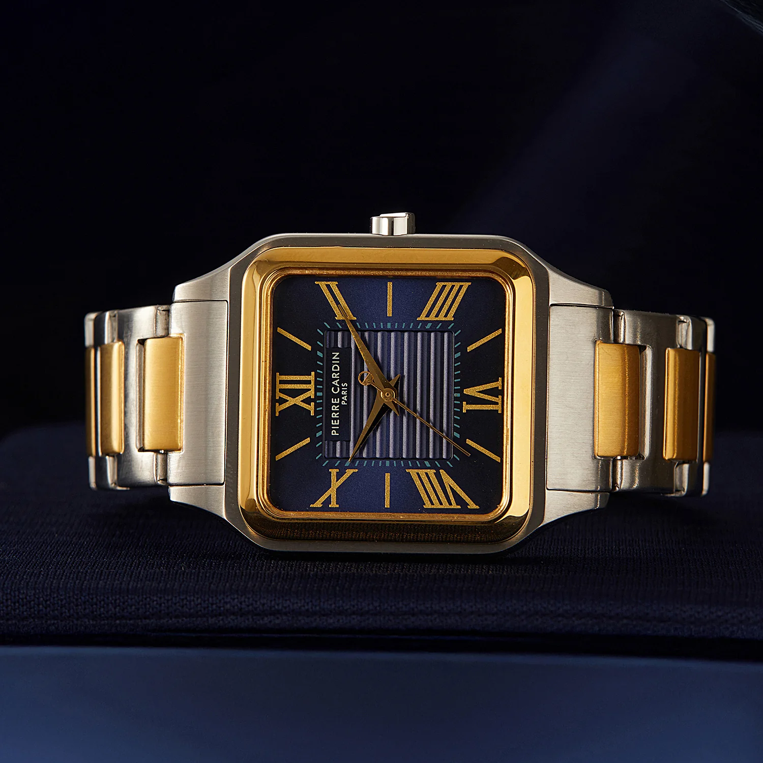 Ménilmontant Carré Men’s Square Watch - Two-Tone Gold & Silver Case, Blue Dial with Two-Tone Gold & Silver Strap - Image 6