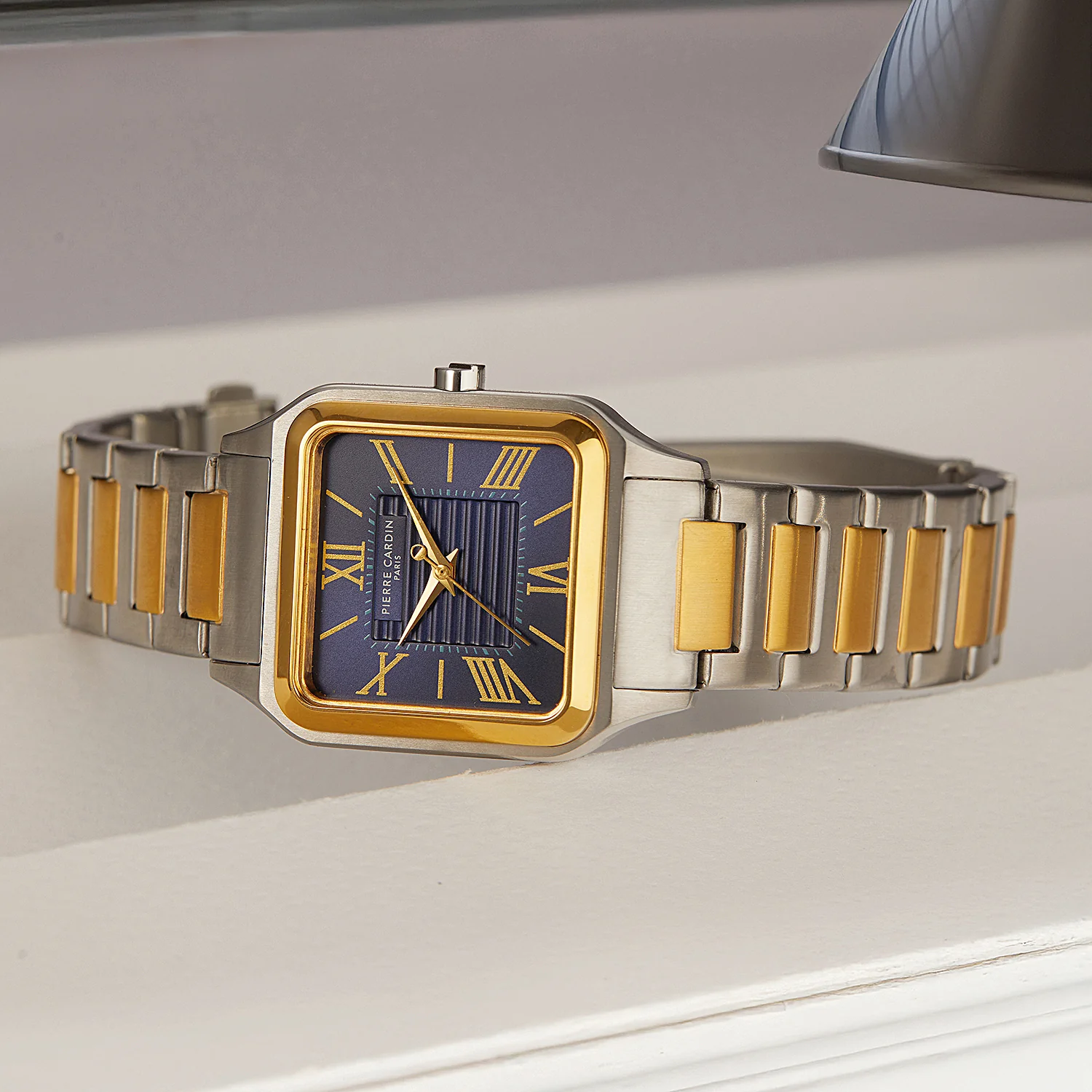 Ménilmontant Carré Men’s Square Watch - Two-Tone Gold & Silver Case, Blue Dial with Two-Tone Gold & Silver Strap - Image 7