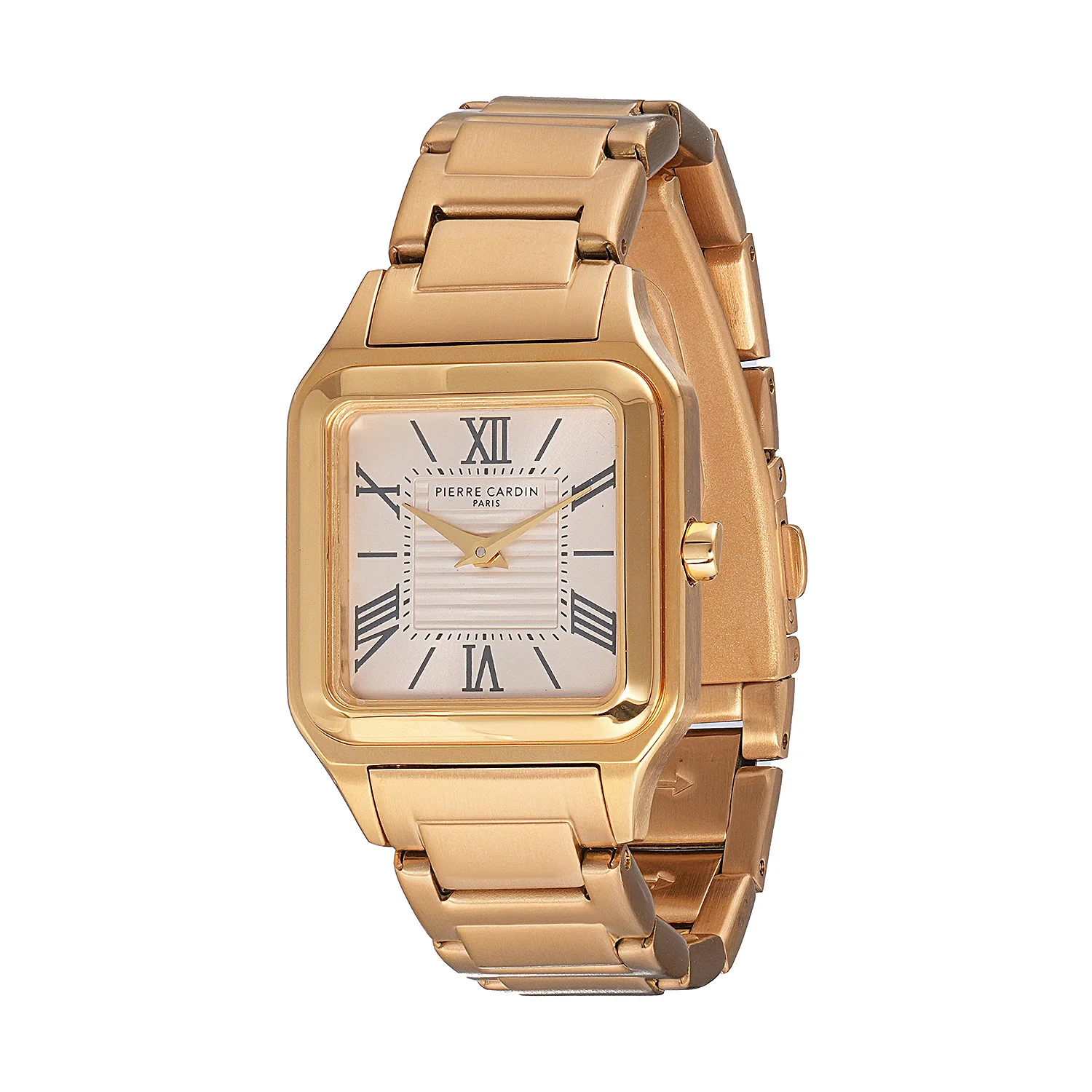 Ménilmontant Carré Women’s Square Watch - Gold Case, White Mother of Pearl Look Dial with Gold Metal Strap