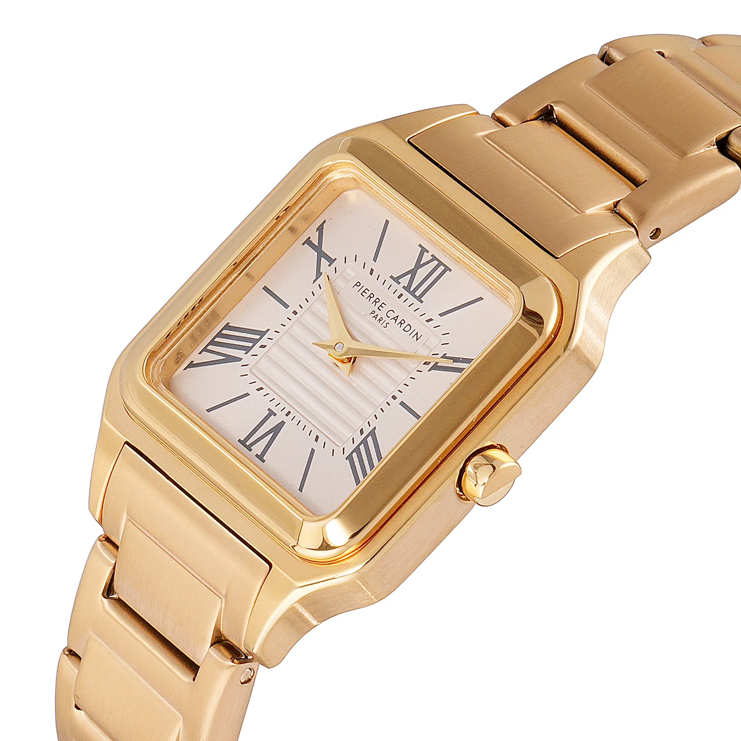Ménilmontant Carré Women’s Square Watch - Gold Case, White Mother of Pearl Look Dial with Gold Metal Strap - Image 2