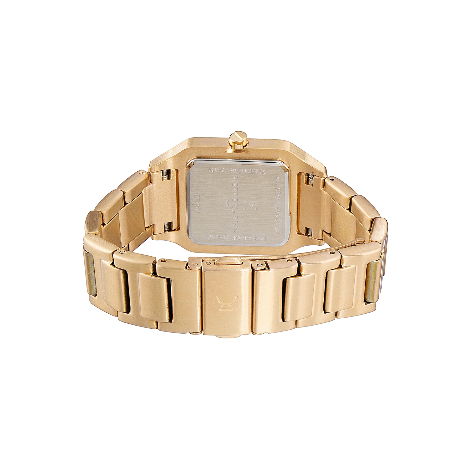 Ménilmontant Carré Women’s Square Watch - Gold Case, White Mother of Pearl Look Dial with Gold Metal Strap - Image 3