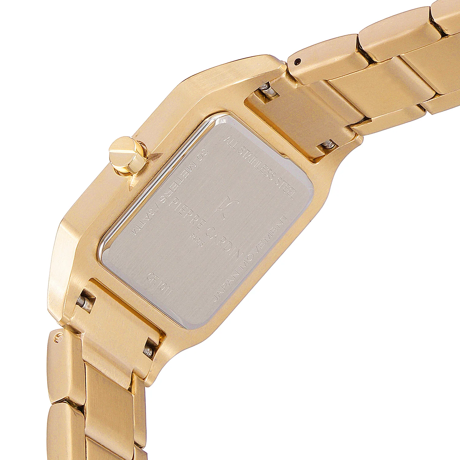 Ménilmontant Carré Women’s Square Watch - Gold Case, White Mother of Pearl Look Dial with Gold Metal Strap - Image 4