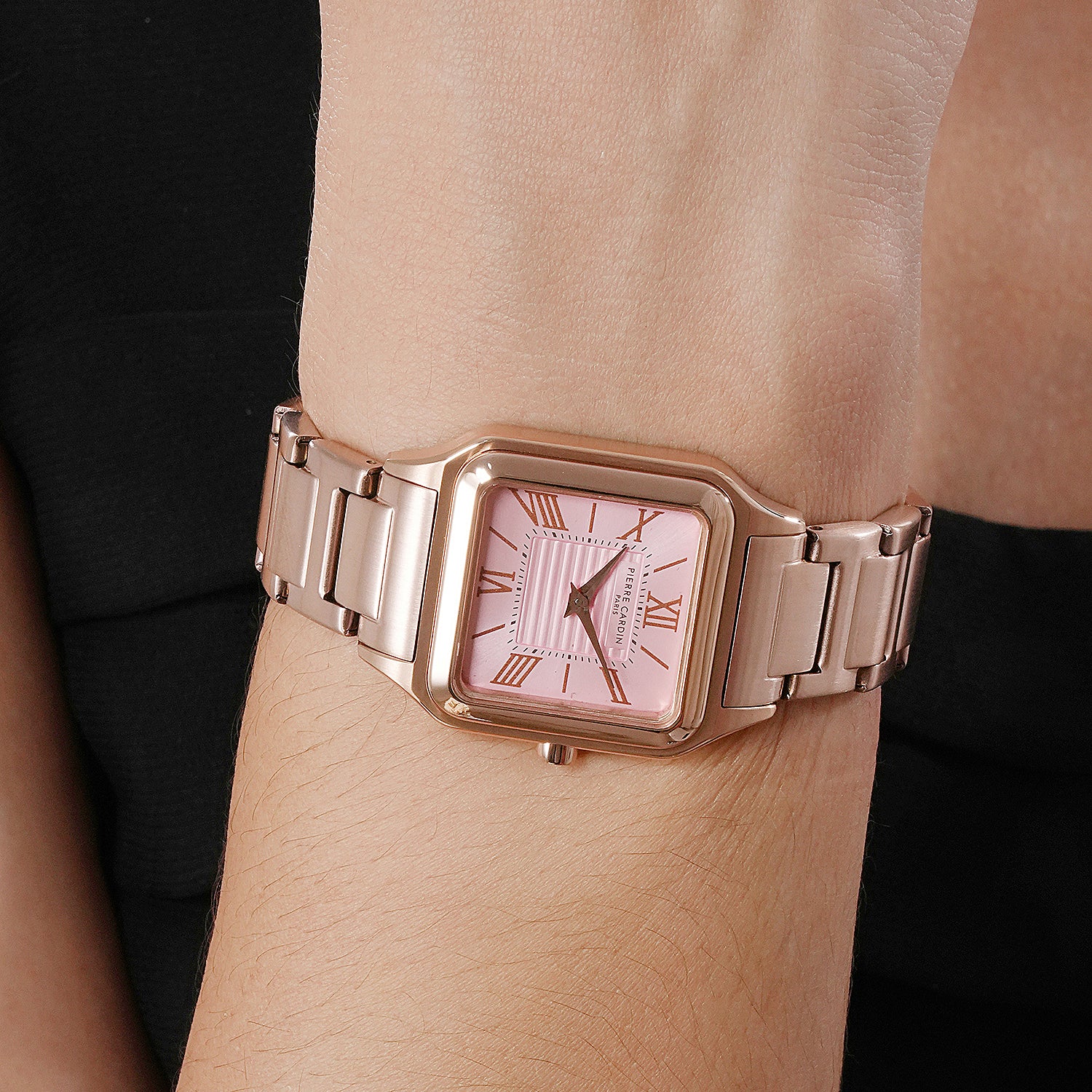 Ménilmontant Carré Women’s Square Watch - Rose Gold Case, Pale Pink Dial with Rose Gold Metal Strap - Image 7