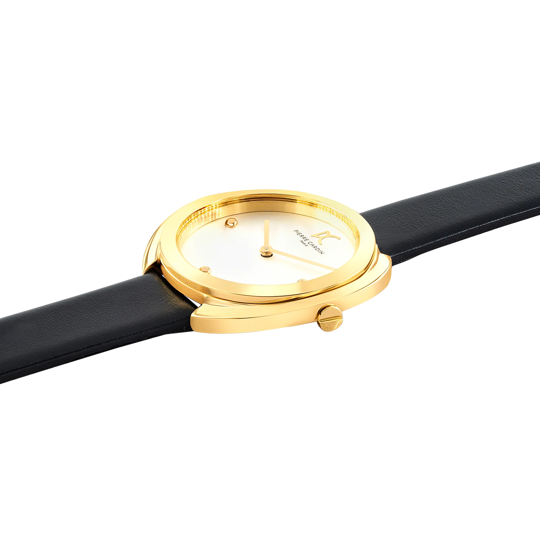 Montmartre Mother of Pearl Look Gold Watch with Black Leather Strap - Image 3