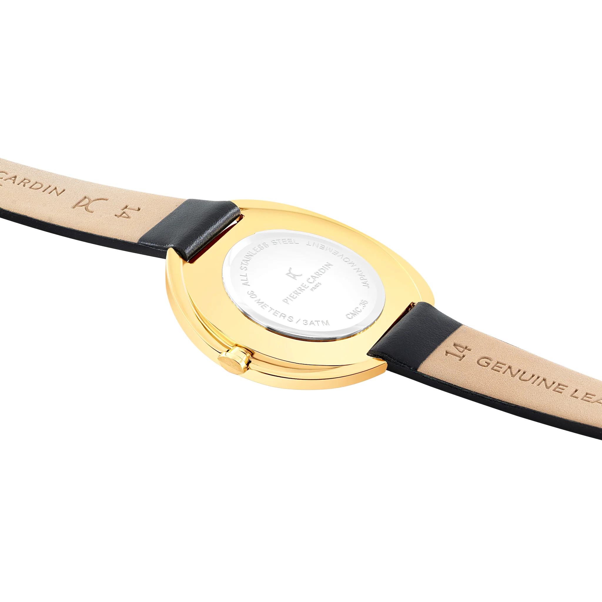 Montmartre Mother of Pearl Look Gold Watch with Black Leather Strap - Image 4