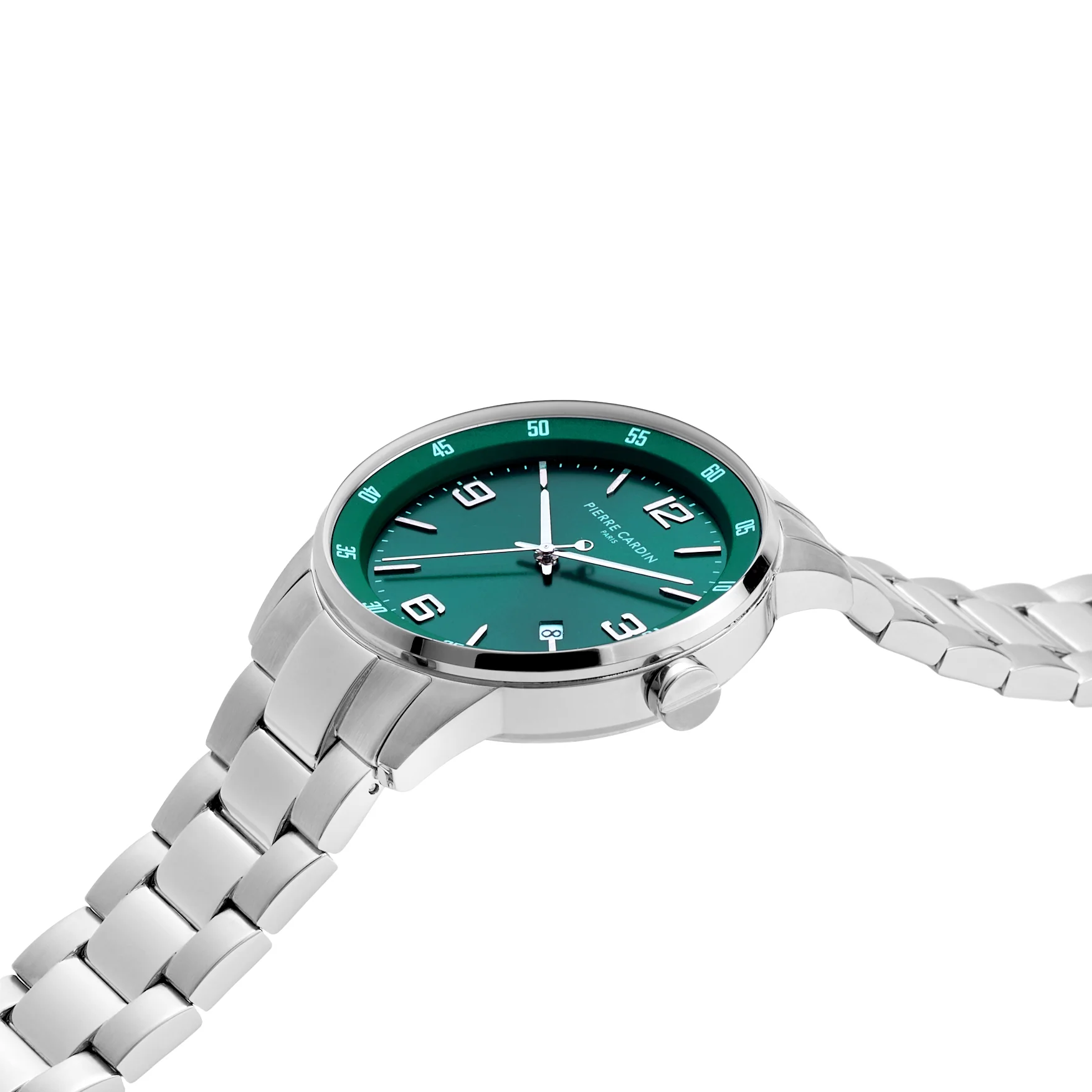Montrouge Opulent watch with Green Dial and Metal Links Strap - Image 3