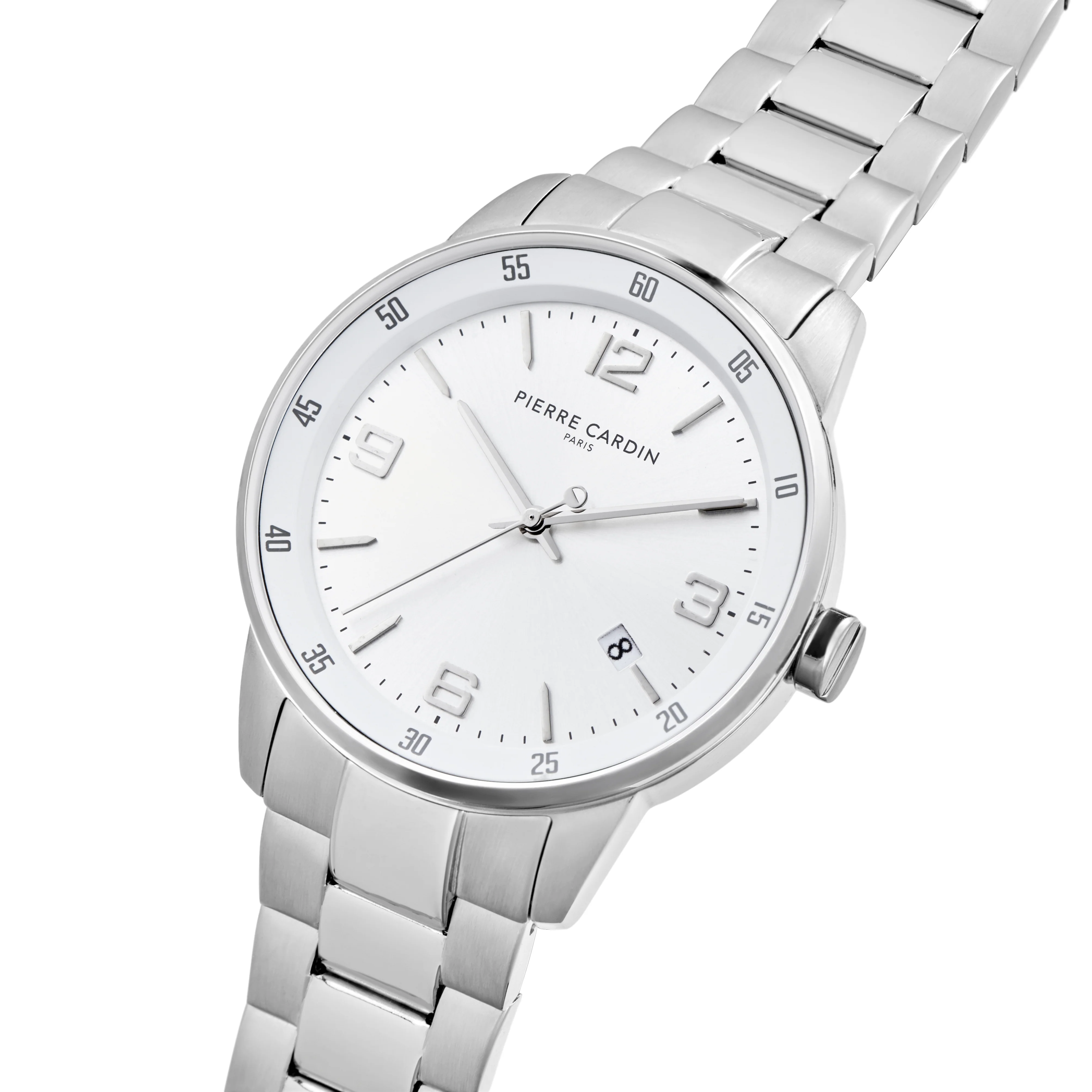 Montrouge Opulent watch with Silver Dial and Metal Links Strap - Image 2