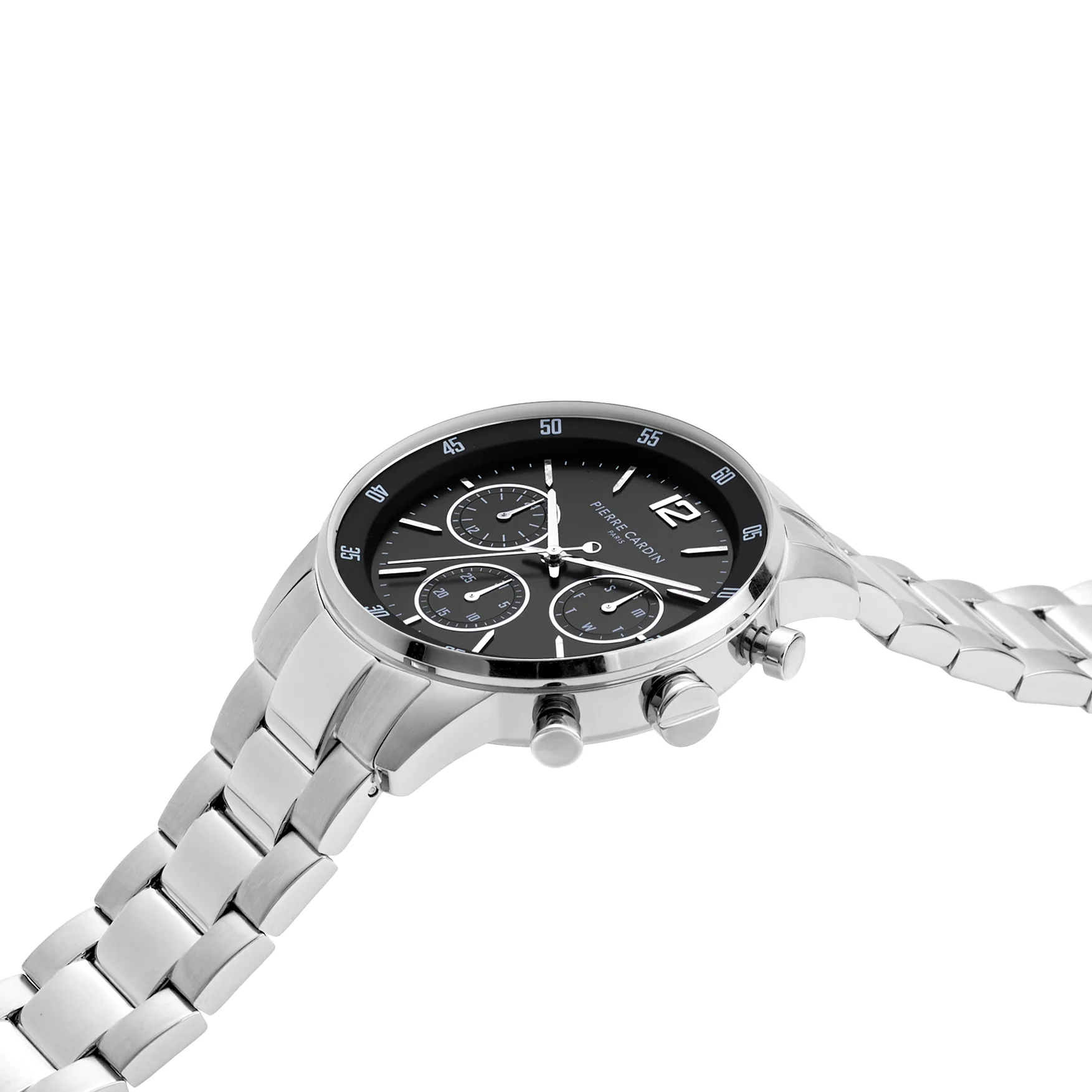 Montrouge Prim Multifunction watch with Black Dial and Metal Links Strap - Image 3