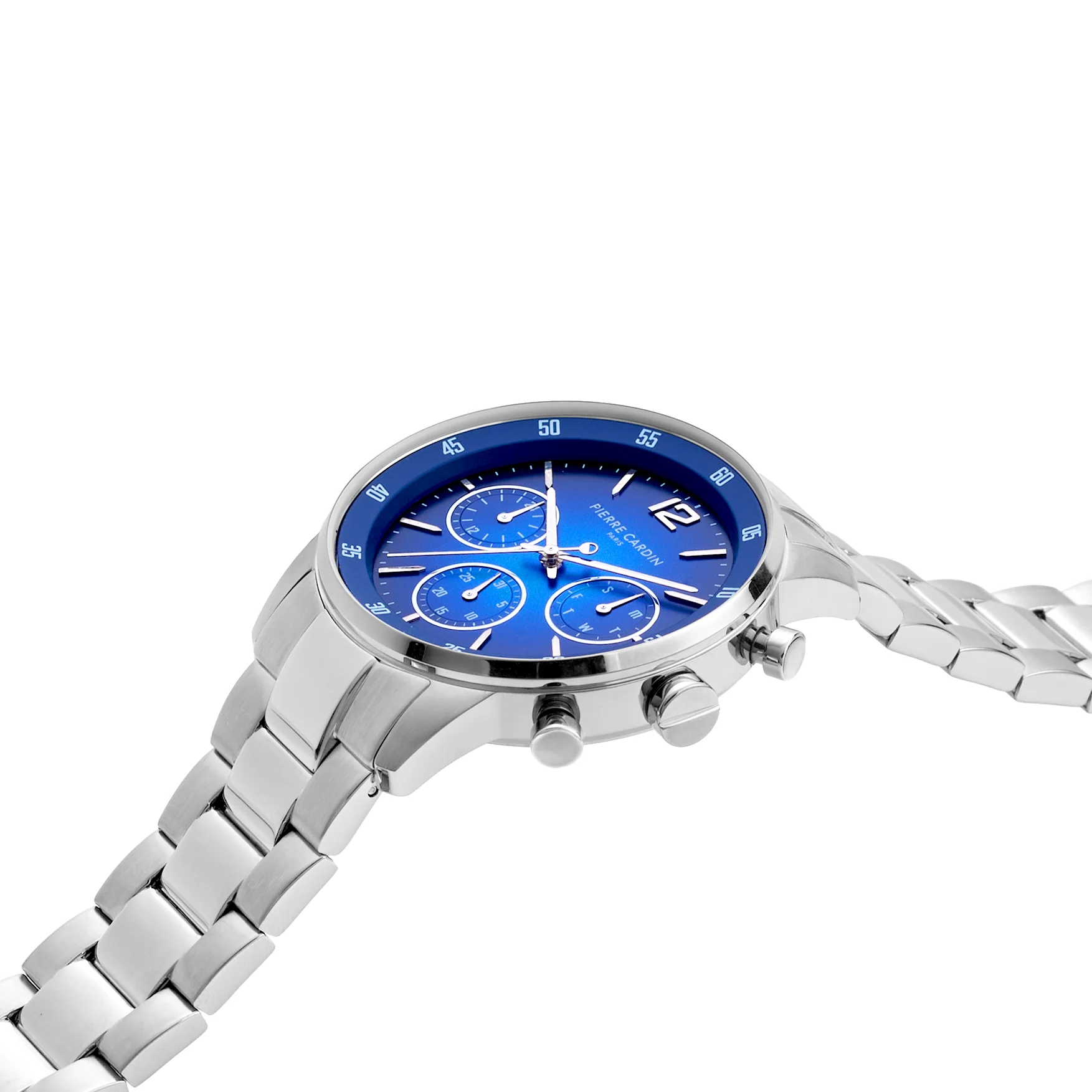 Montrouge Prim Multifunction watch with Blue Dial and Metal Links Strap - Image 3