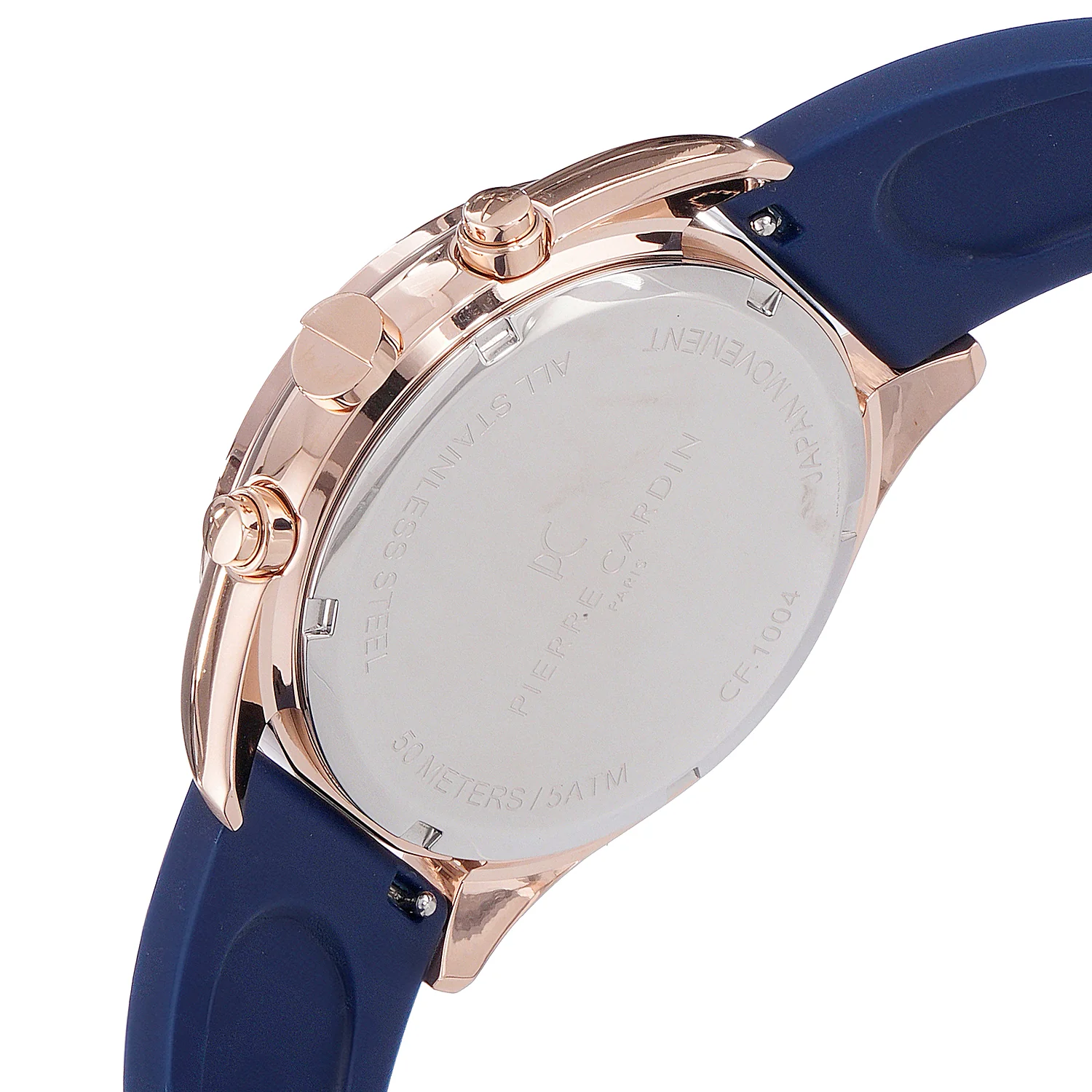 Nation Cristal Men’s 42mm Multifunction Watch - Rose Gold Case, Blue Dial, Blue Bezel with Blue Silicone Strap - Image 5