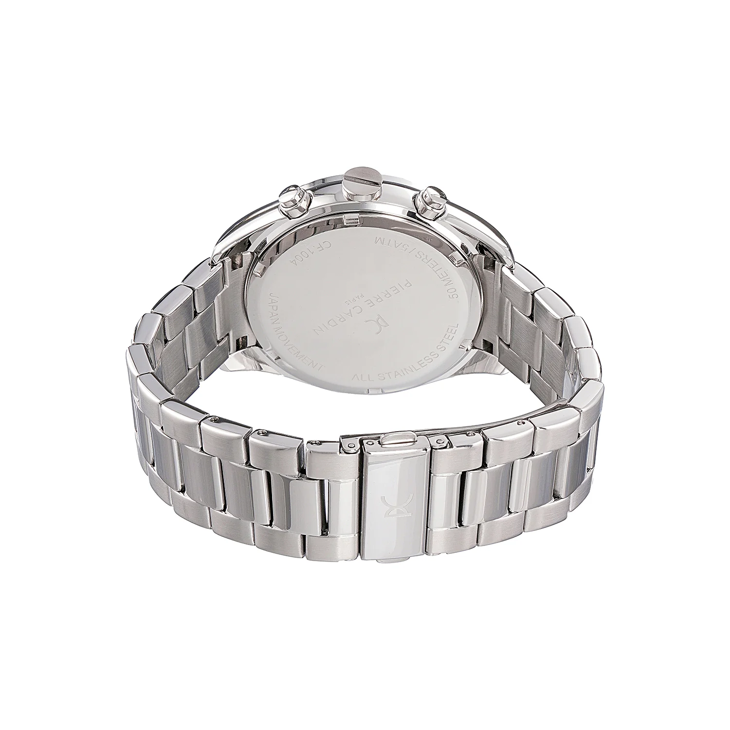 Nation Cristal Men’s 42mm Multifunction Watch - Silver Case, Black Dial, Black Bezel with Silver Metal Strap - Image 3