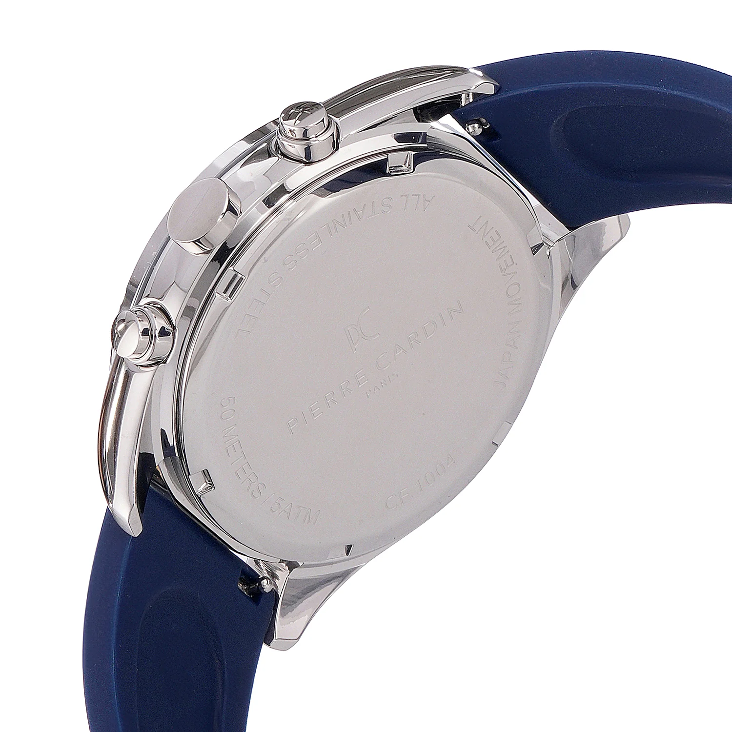 Nation Cristal Men’s 42mm Multifunction Watch - Silver Case, Blue Dial, Black Bezel with Blue Silicone Strap - Image 4