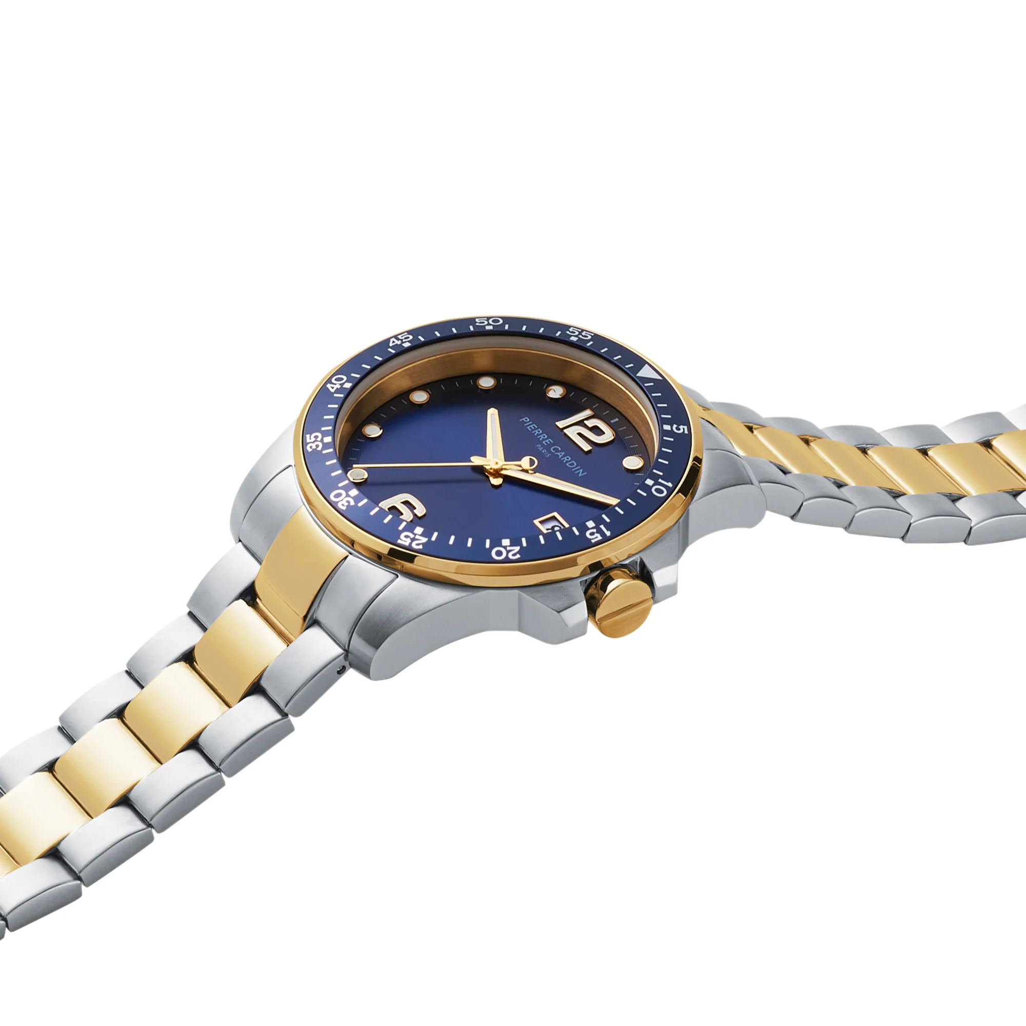 Nation Éclat Two Tone Steel and Gold Watch with Dark Blue Dial - Image 3