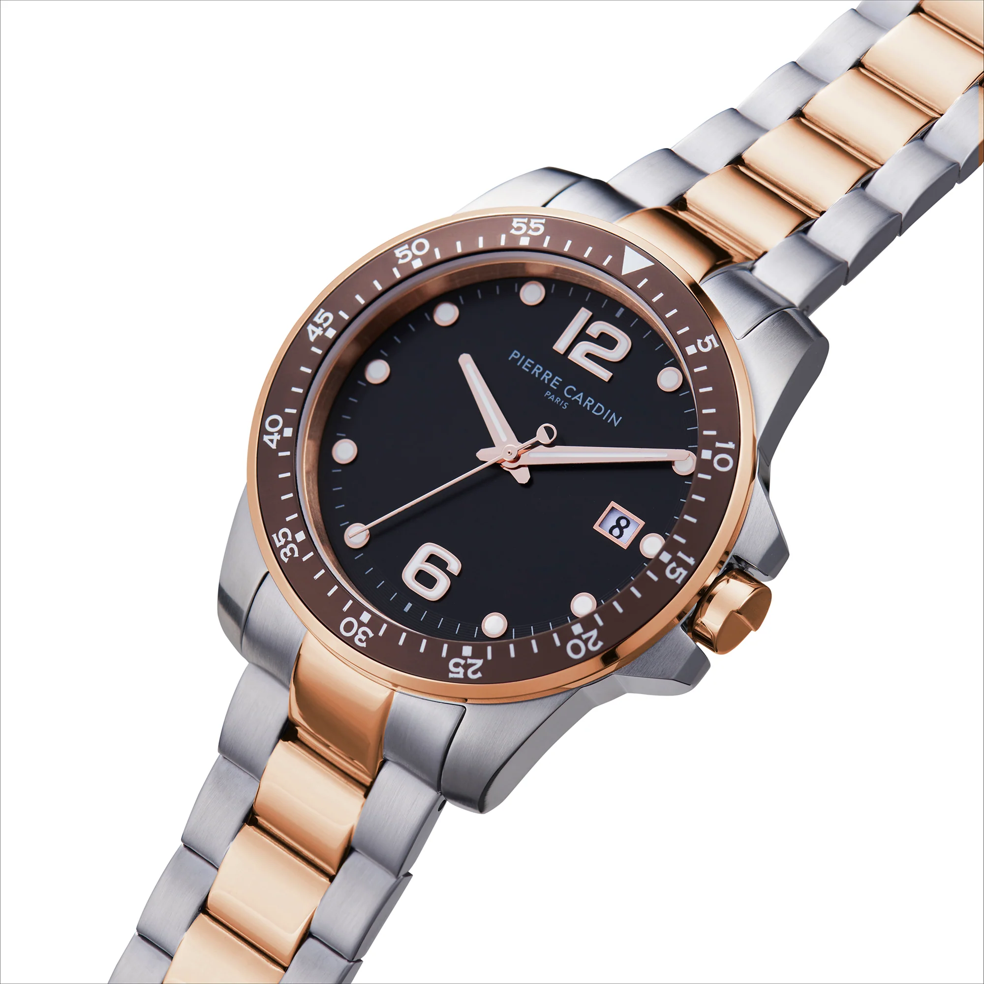 Nation Éclat Two Tone Steel and Rose Gold Watch with Black Dial - Image 2
