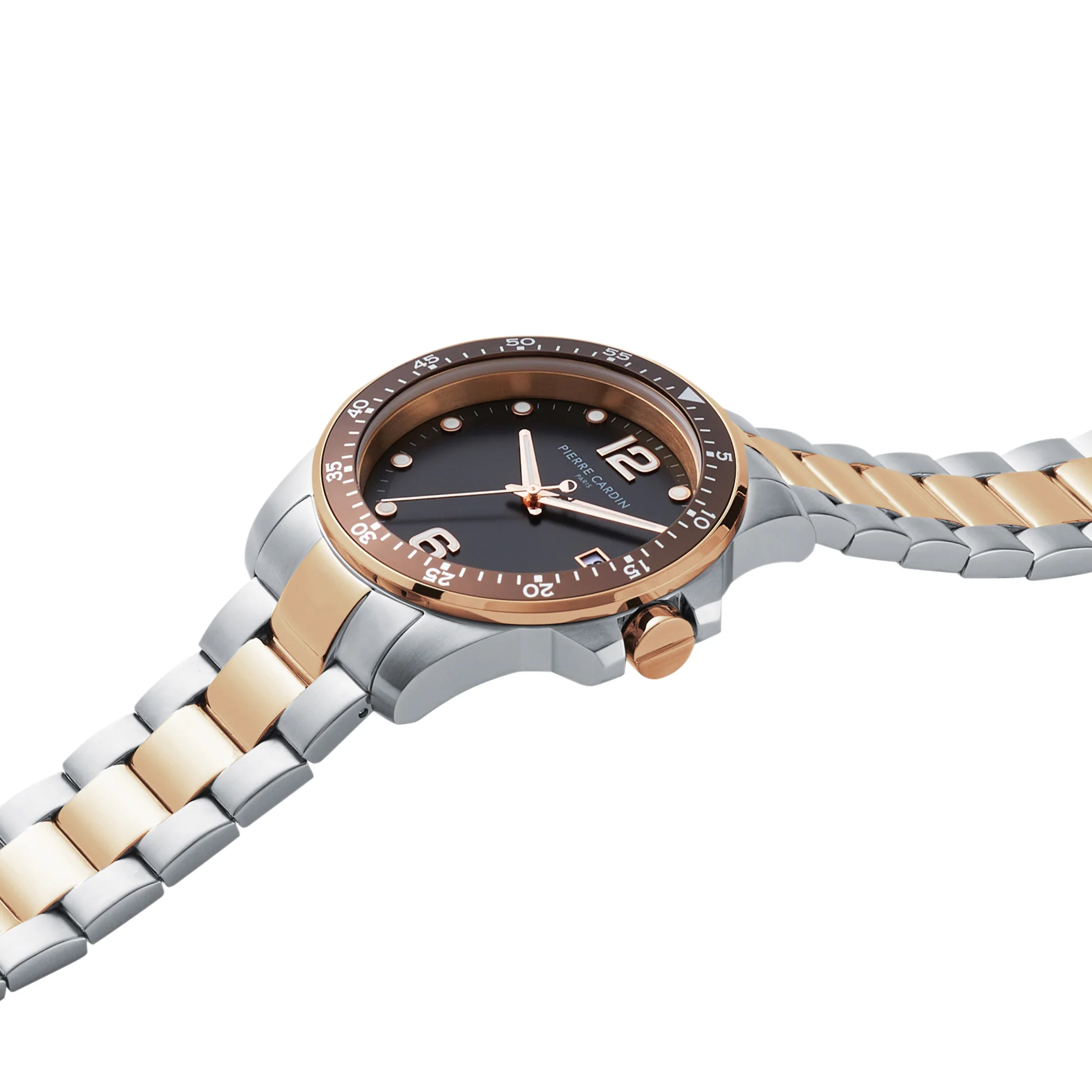 Nation Éclat Two Tone Steel and Rose Gold Watch with Black Dial - Image 3