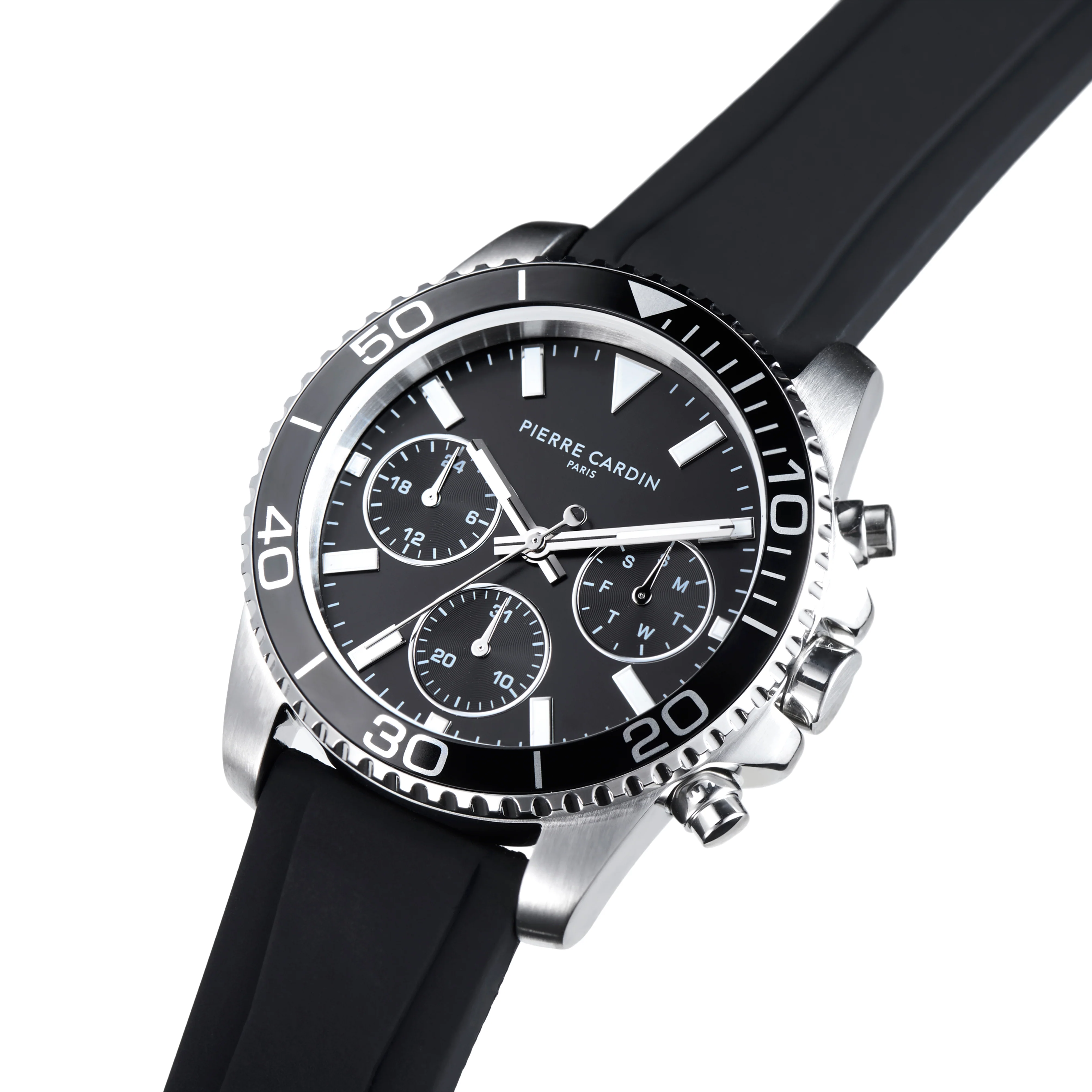 Nation Posh Multifunction watch with Black Dial and Black Rubber Strap - Image 2