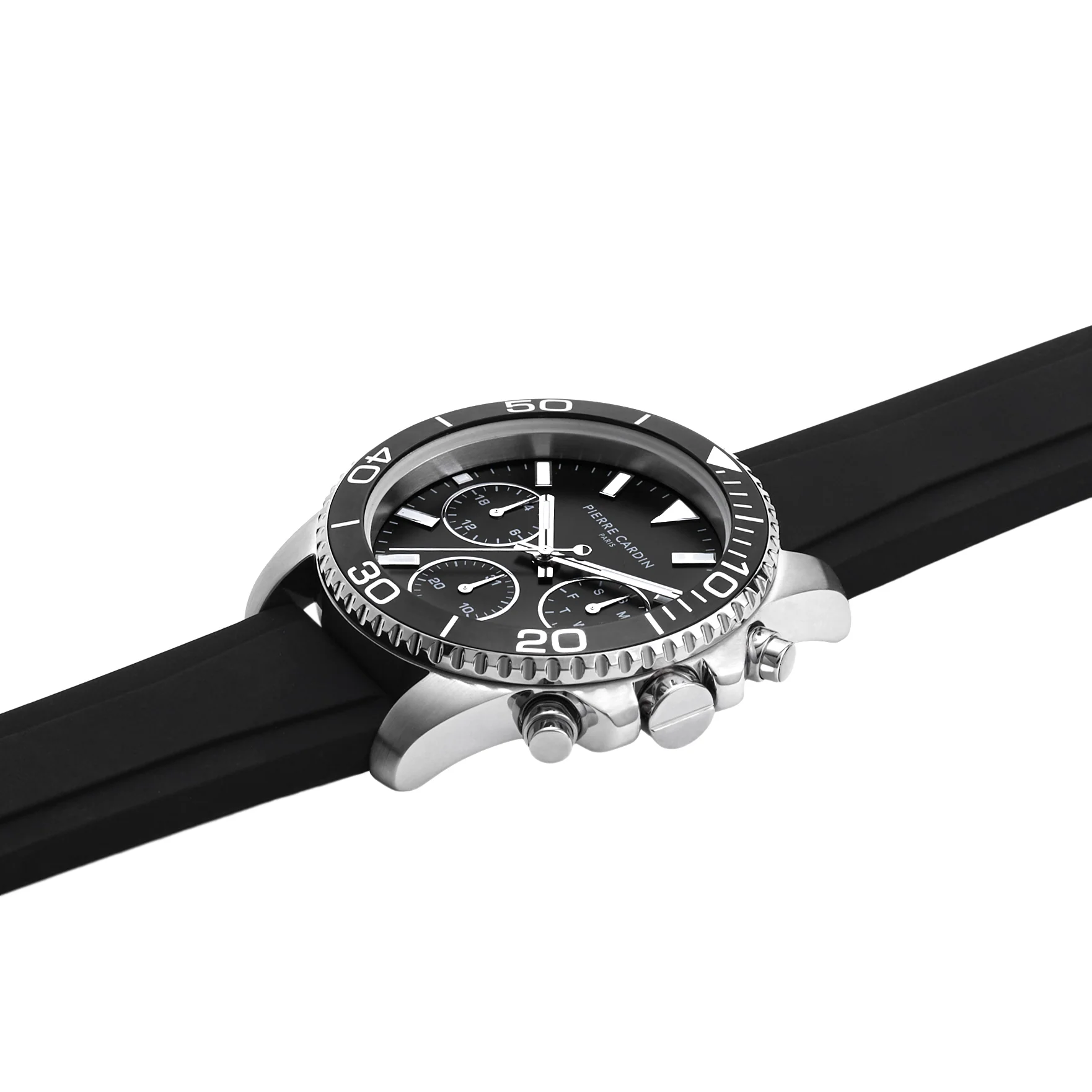 Nation Posh Multifunction watch with Black Dial and Black Rubber Strap - Image 3