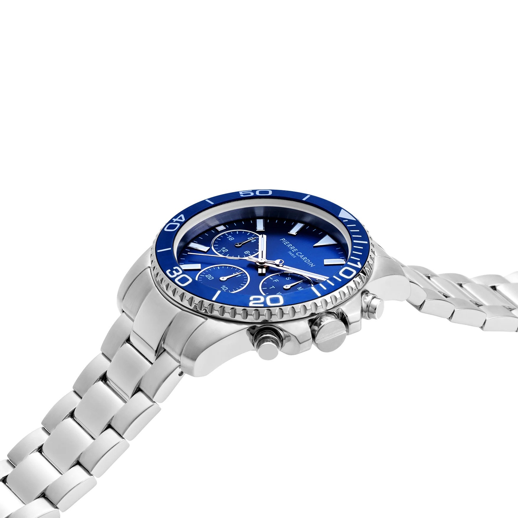 Nation Posh Multifunction watch with Blue Dial and Blue bezel with a Metal Links Strap - Image 3