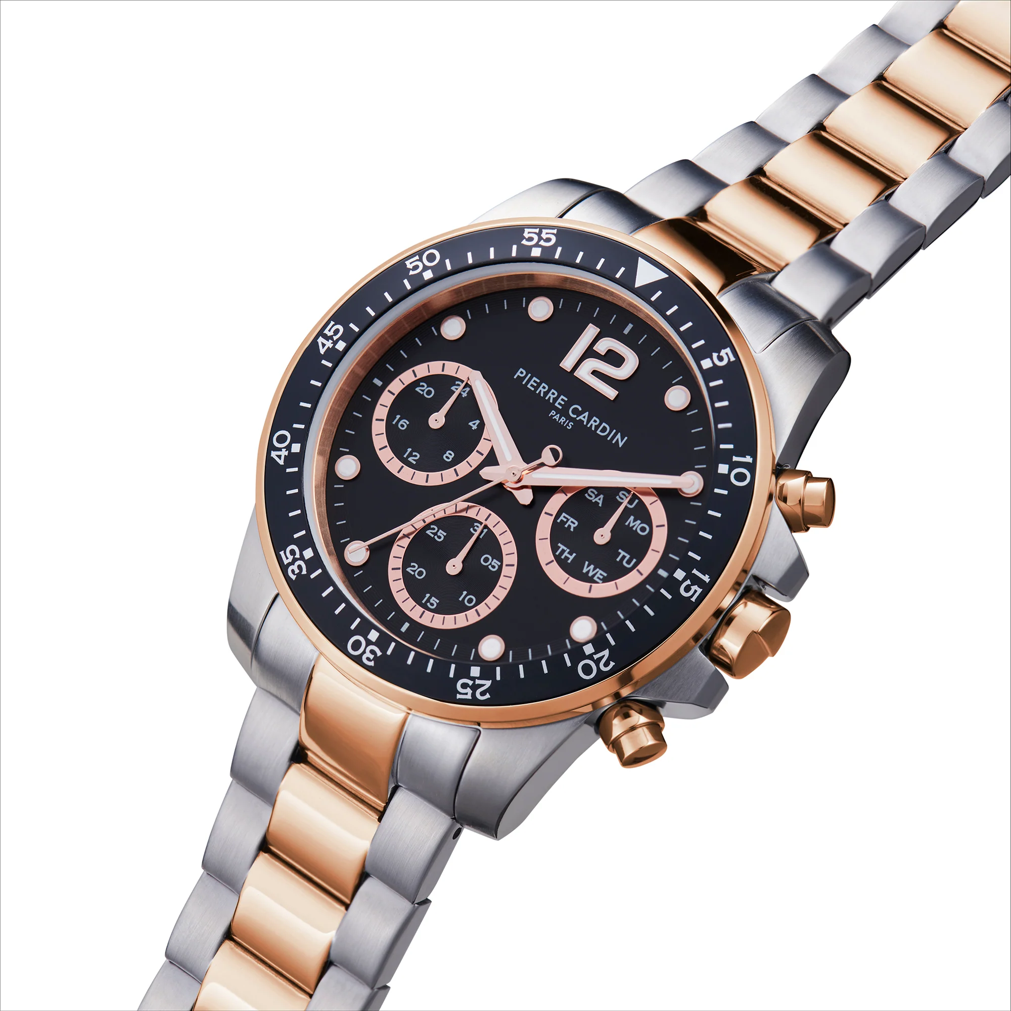 Nation Swank Multifunction Two tone watch with Black Dial with a Metal Links Strap - Image 2