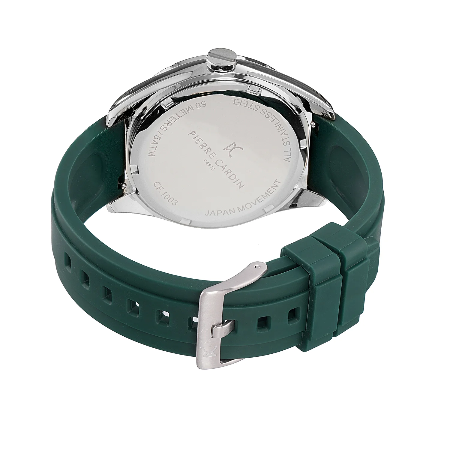 Nation Verre Men’s 42mm Sport Watch - Green Dial, Black Bezel with Green Silicone Strap - Image 4