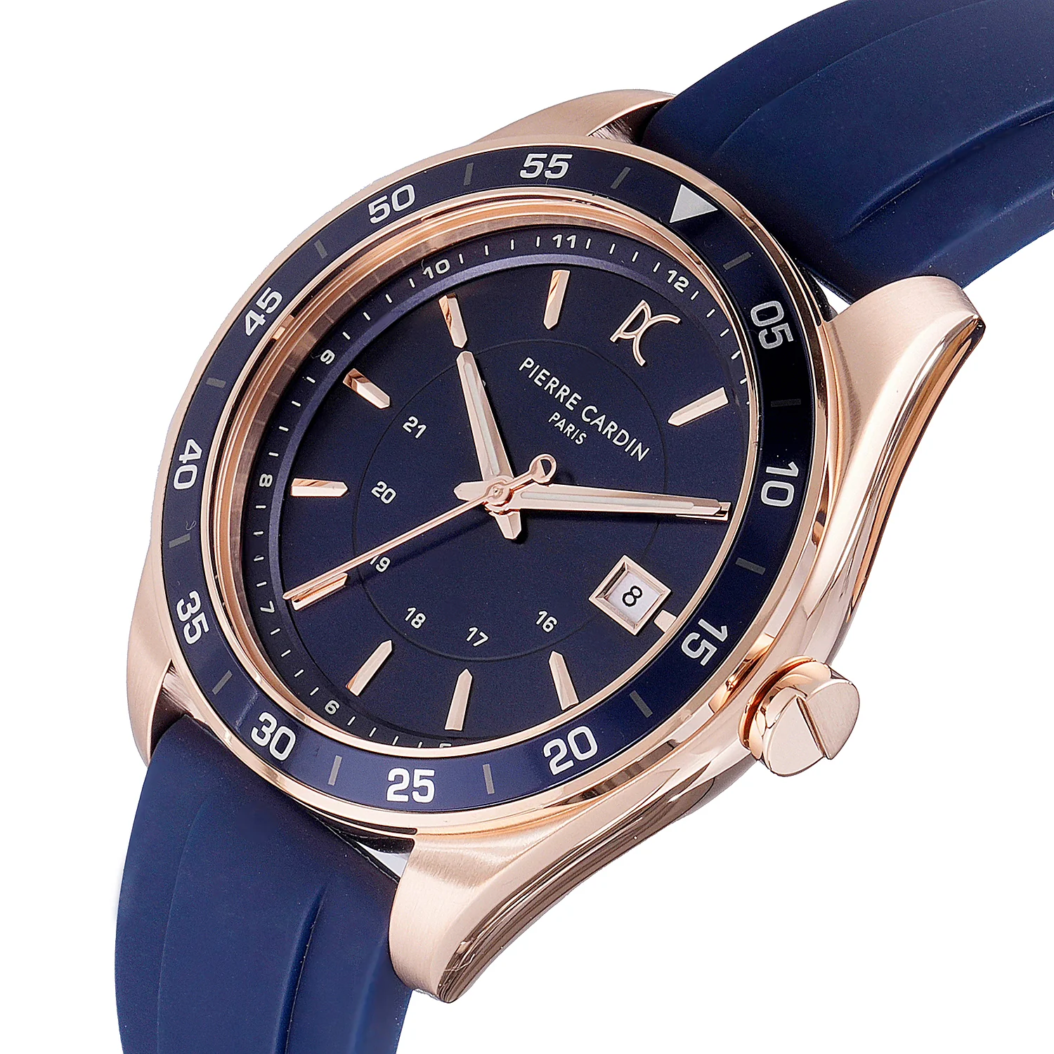 Nation Verre Men’s 42mm Sport Watch - Rose Gold Case, Blue Dial, Blue Bezel with Blue Silicone Strap - Image 2