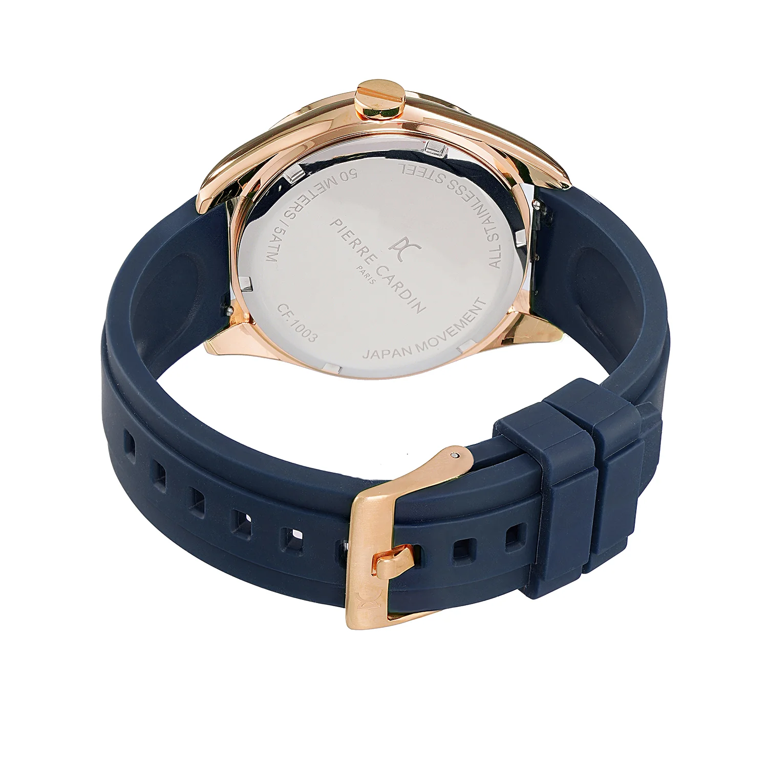 Nation Verre Men’s 42mm Sport Watch - Rose Gold Case, Blue Dial, Blue Bezel with Blue Silicone Strap - Image 3