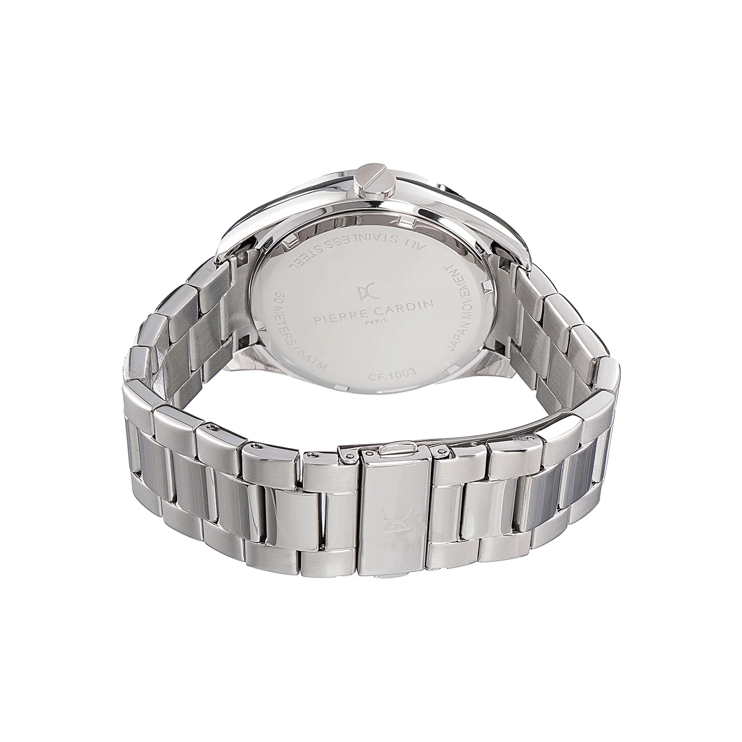 Nation Verre Men’s 42mm Sport Watch - Silver Case, Blue Bezel, Black Dial with Silver Metal Strap - Image 3